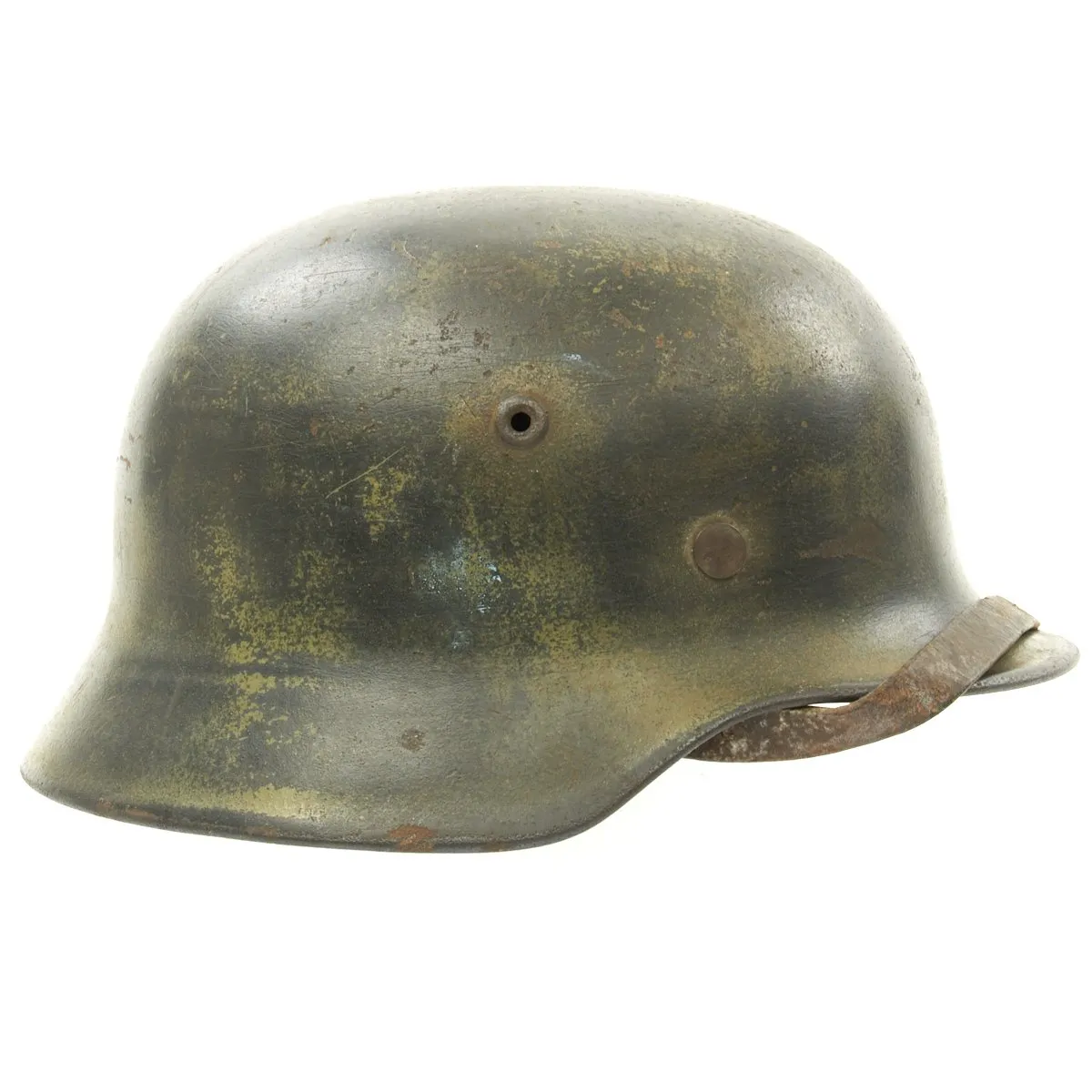 Original German WWII Army Heer M40 Single Decal Camouflage Helmet with Size 55 Liner - Marked NS64