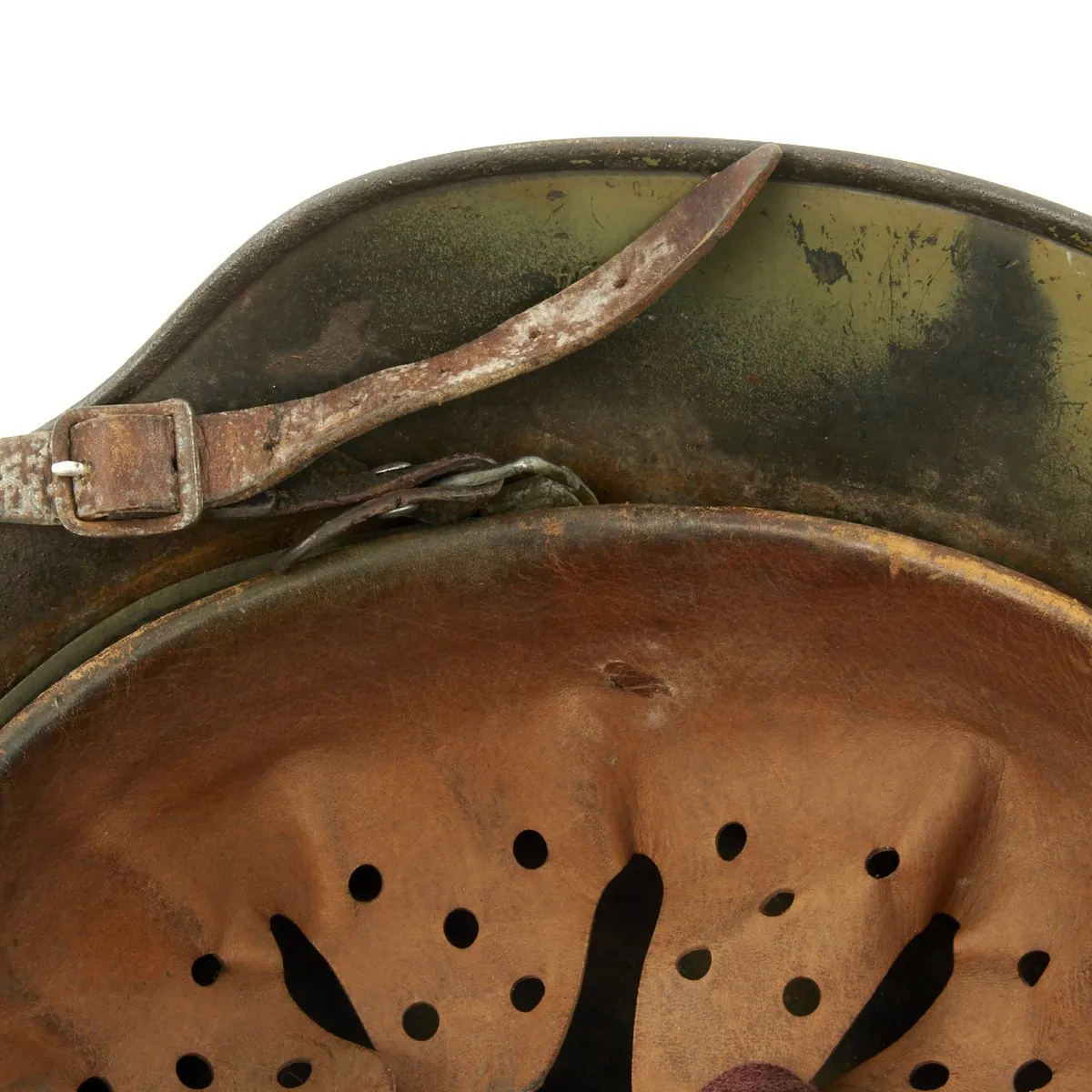 Original German WWII Army Heer M40 Single Decal Camouflage Helmet with Size 55 Liner - Marked NS64