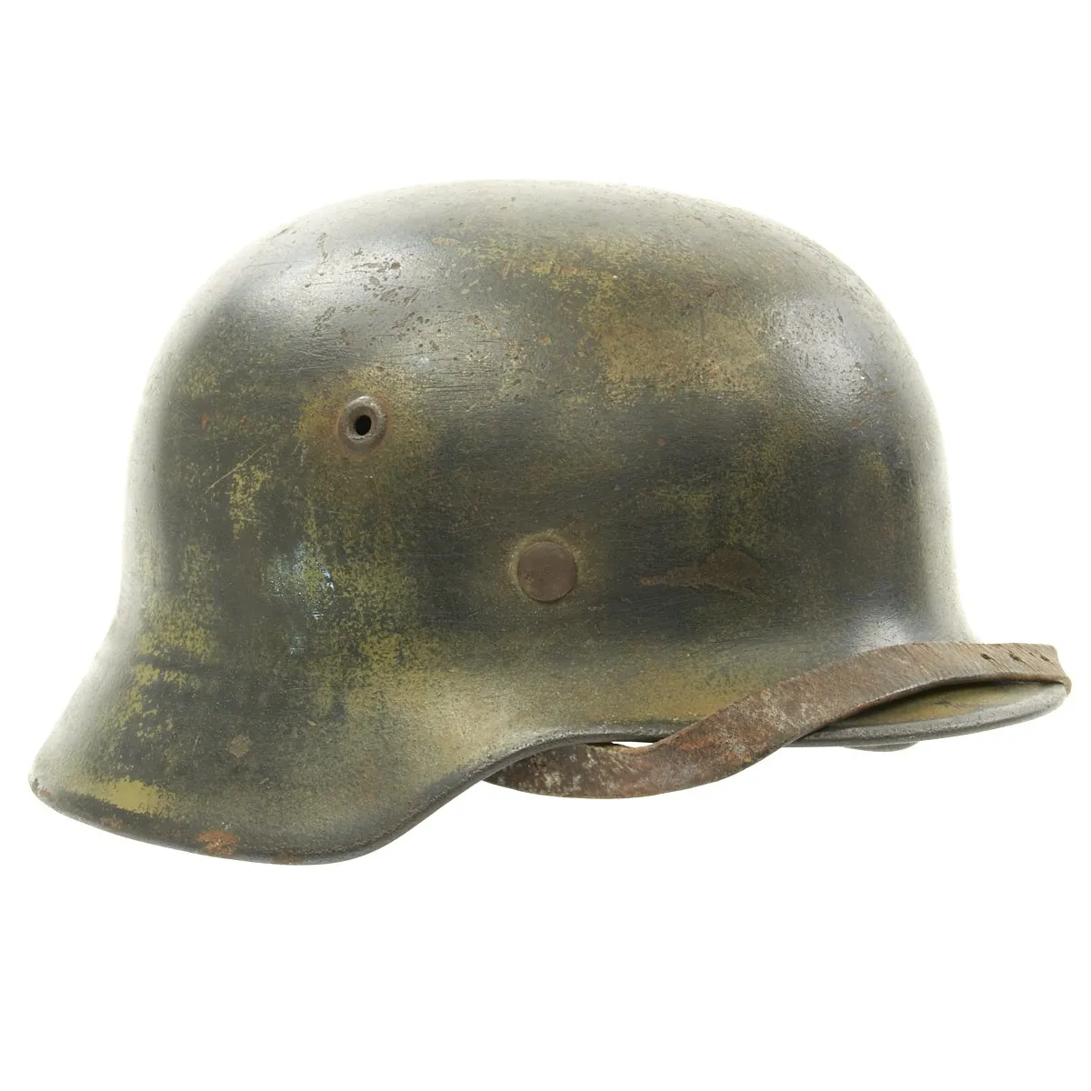 Original German WWII Army Heer M40 Single Decal Camouflage Helmet with Size 55 Liner - Marked NS64