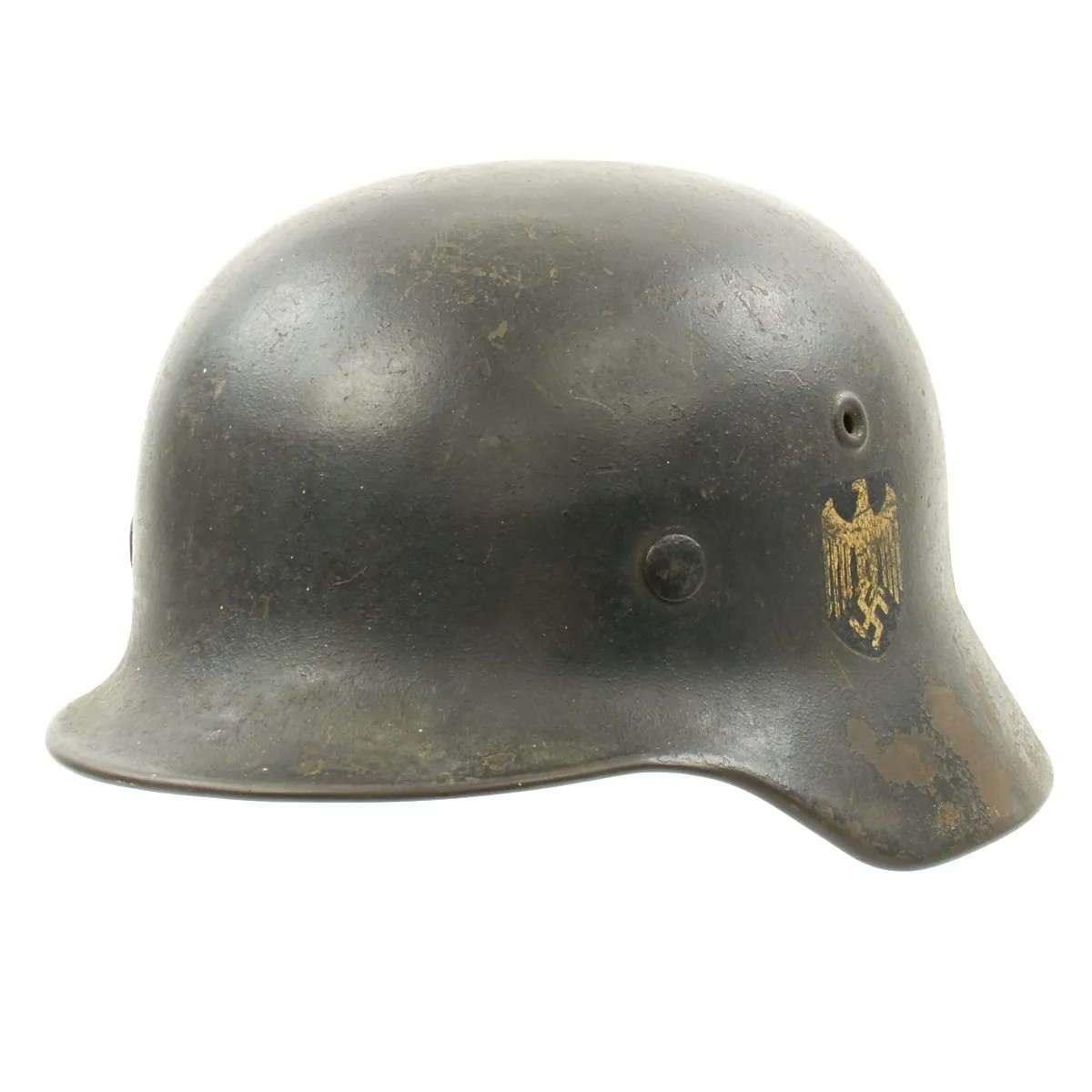 Original German WWII Army Heer M40 Single Decal Helmet - Marked NS64