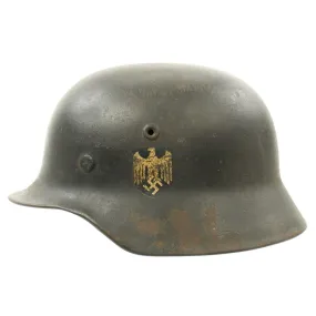 Original German WWII Army Heer M40 Single Decal Helmet - Marked NS64