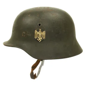 Original German WWII Army Heer M40 Single Decal Helmet - NS64