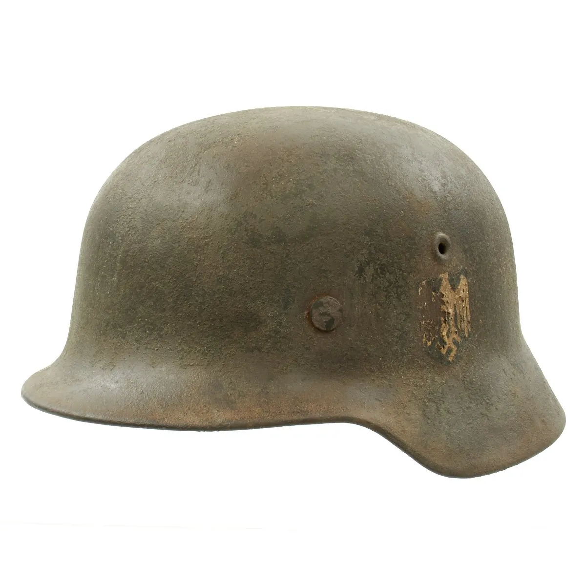 Original German WWII Army Heer M40 Single Decal Helmet with Complete Liner - Marked NS66