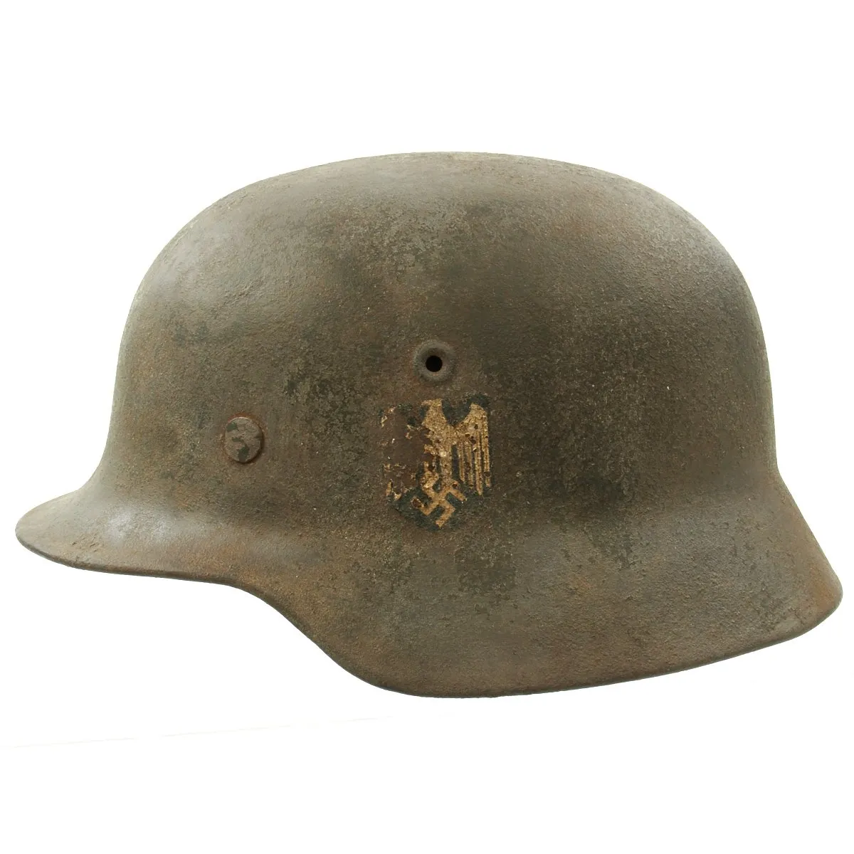 Original German WWII Army Heer M40 Single Decal Helmet with Complete Liner - Marked NS66