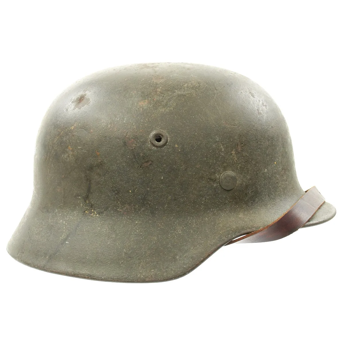 Original German WWII Army Heer M40 Single Decal Helmet with Liner and Chinstrap - Marked NS64