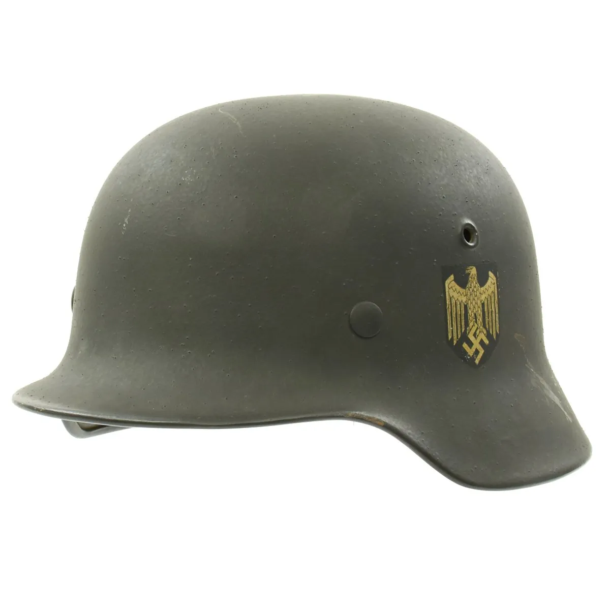 Original German WWII Army Heer M40 Single Decal Helmet with Liner in Excellent Condition - ET64