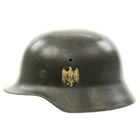 Original German WWII Army Heer M40 Single Decal Helmet with Liner - Marked NS64