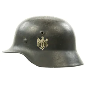 Original German WWII Army Heer M40 Single Decal Steel Helmet - SE62