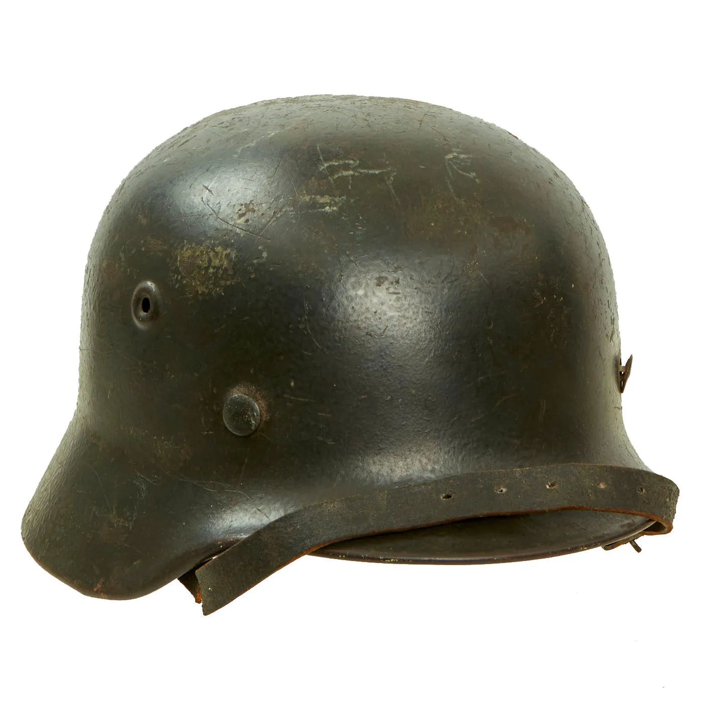 Original German WWII Army Heer M40 Single Decal Steel Helmet with 54cm Liner & Torn Chinstrap - Q62