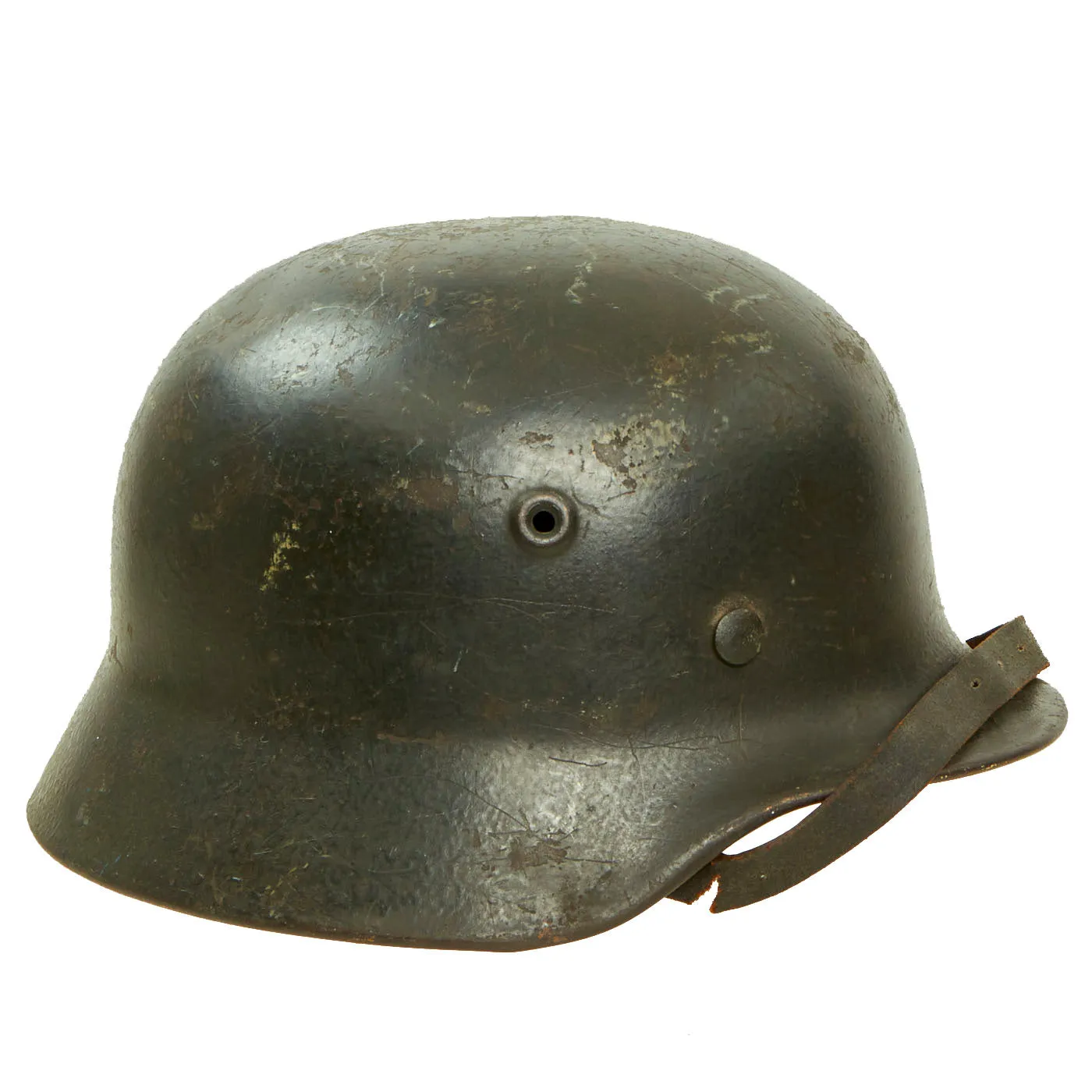 Original German WWII Army Heer M40 Single Decal Steel Helmet with 54cm Liner & Torn Chinstrap - Q62