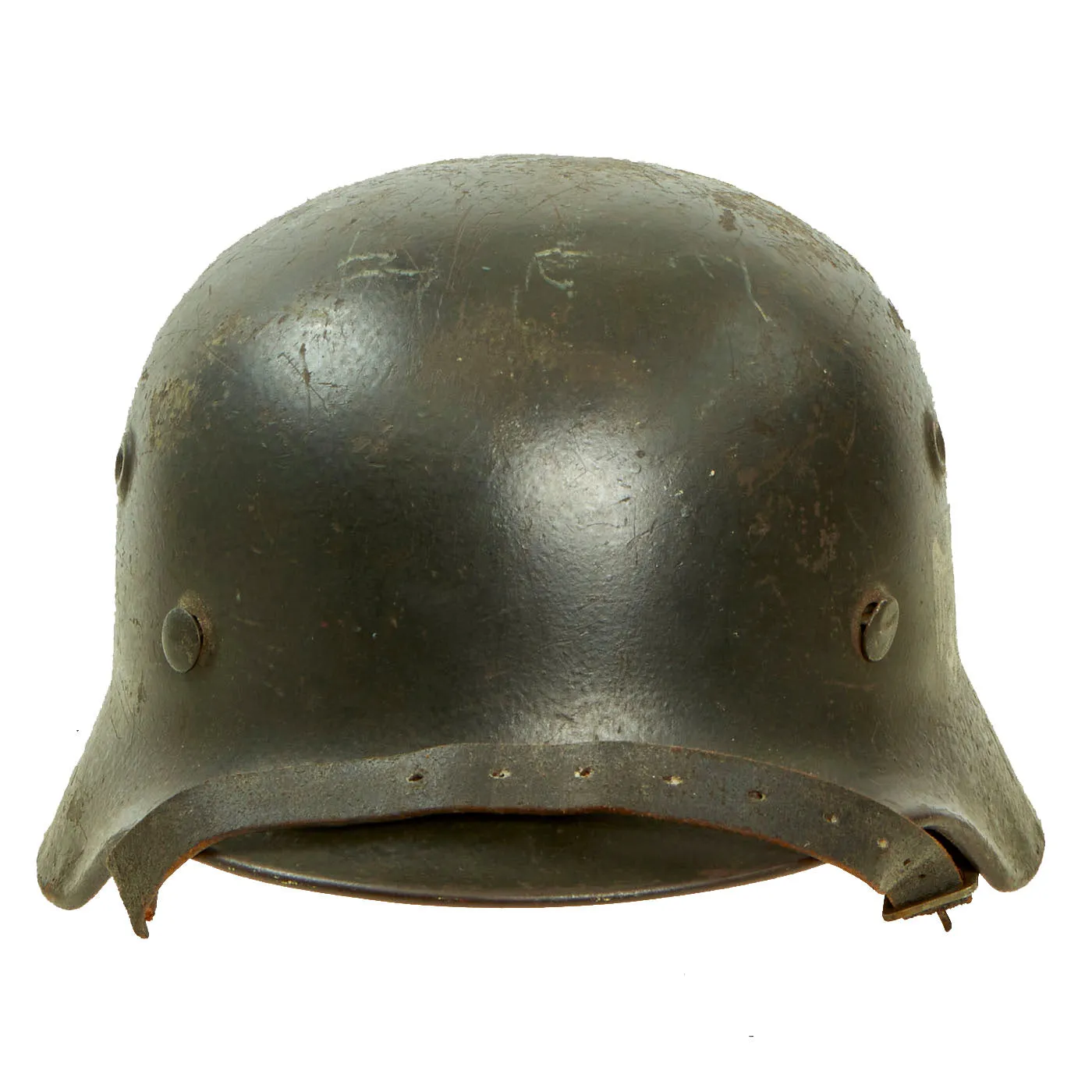 Original German WWII Army Heer M40 Single Decal Steel Helmet with 54cm Liner & Torn Chinstrap - Q62