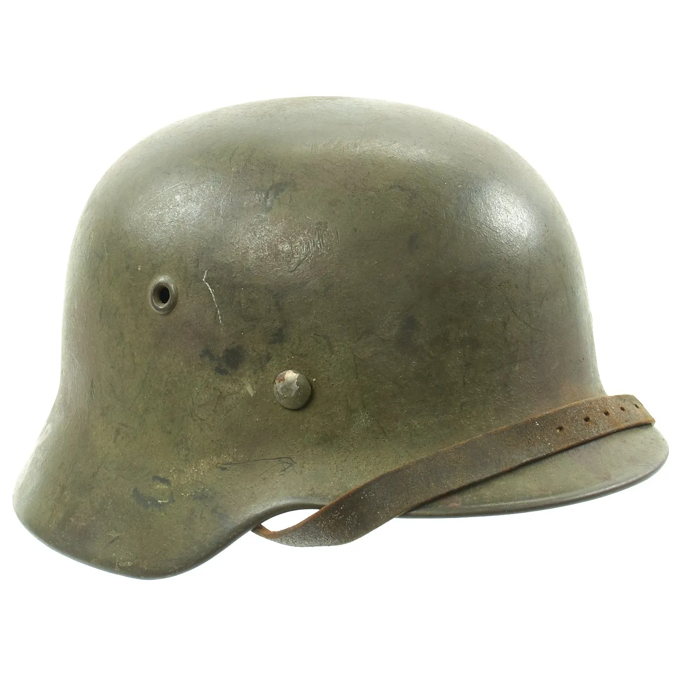 Original German WWII Army Heer M40 Single Decal Steel Helmet with Camouflage Paint and Size 56 Liner - ET64