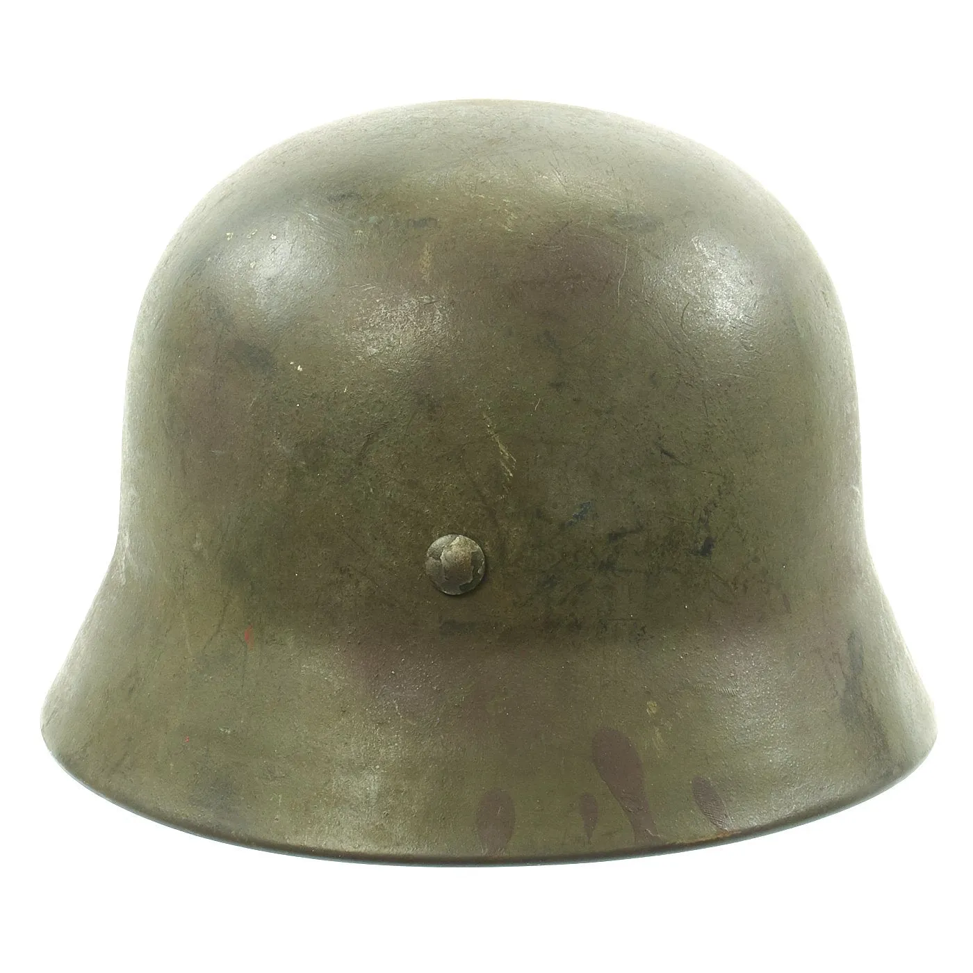 Original German WWII Army Heer M40 Single Decal Steel Helmet with Camouflage Paint and Size 56 Liner - ET64