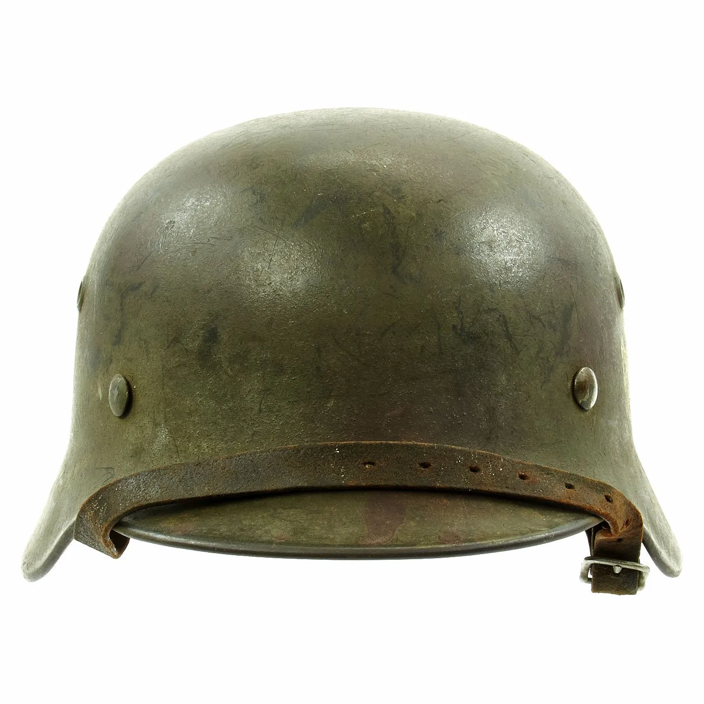 Original German WWII Army Heer M40 Single Decal Steel Helmet with Camouflage Paint and Size 56 Liner - ET64