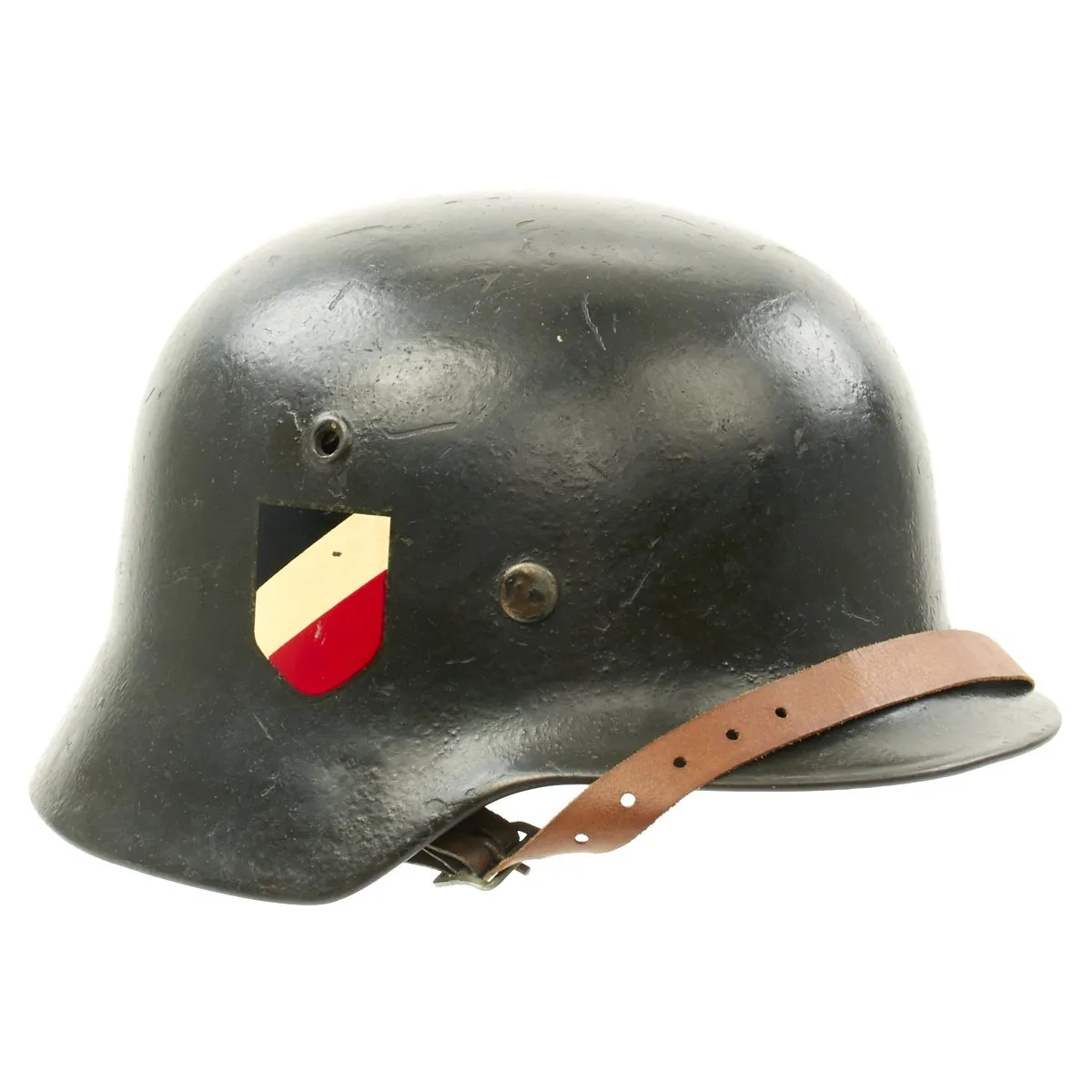 Original German WWII Army Heer M40 Single Decal Steel Helmet with Liner and Chinstrap - ET64