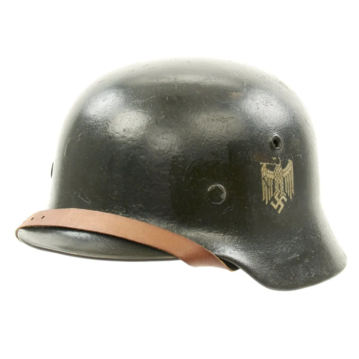 Original German WWII Army Heer M40 Single Decal Steel Helmet with Liner and Chinstrap - ET64