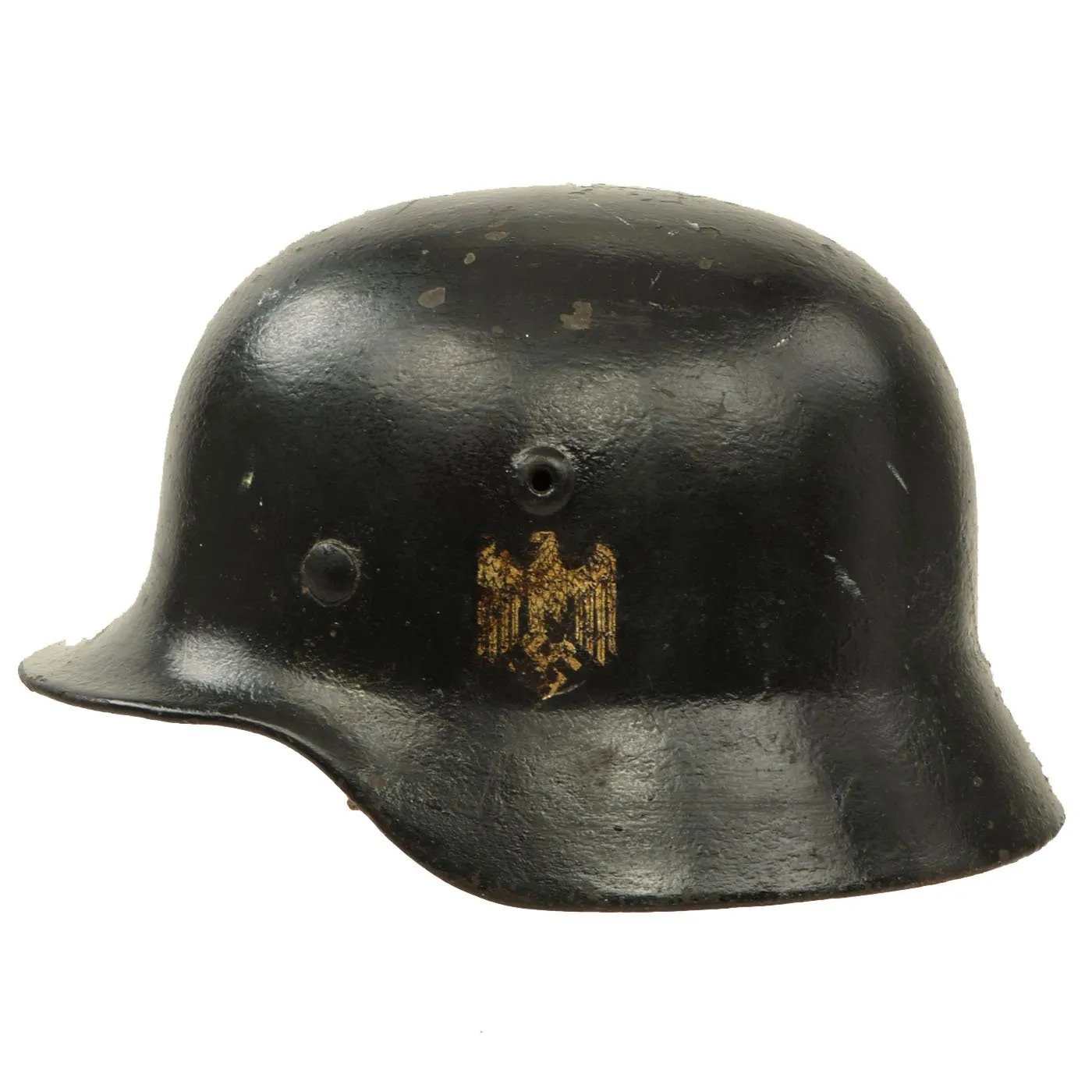 Original German WWII Army Heer M40 Single Decal Steel Helmet with Liner - Size 62 Shell