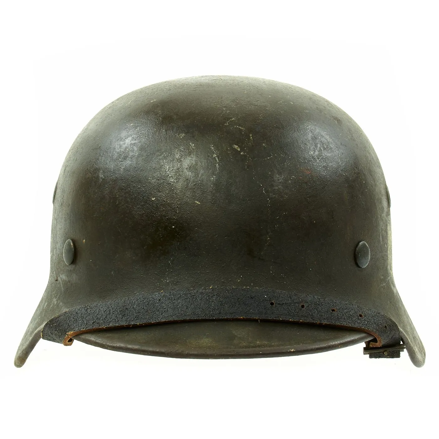 Original German WWII Army Heer M40 Single Decal Steel Helmet with Size 56 Liner and Chinstrap - EF64