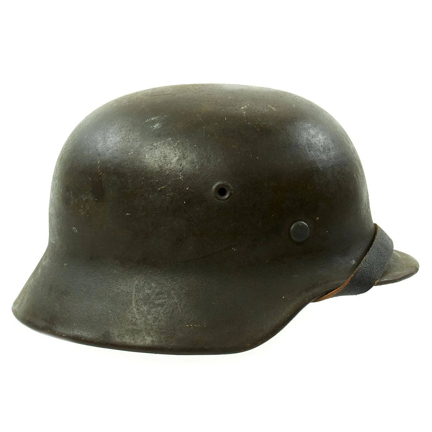 Original German WWII Army Heer M40 Single Decal Steel Helmet with Size 56 Liner and Chinstrap - EF64