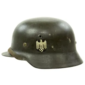 Original German WWII Army Heer M40 Single Decal Steel Helmet with Size 56 Liner - ET64