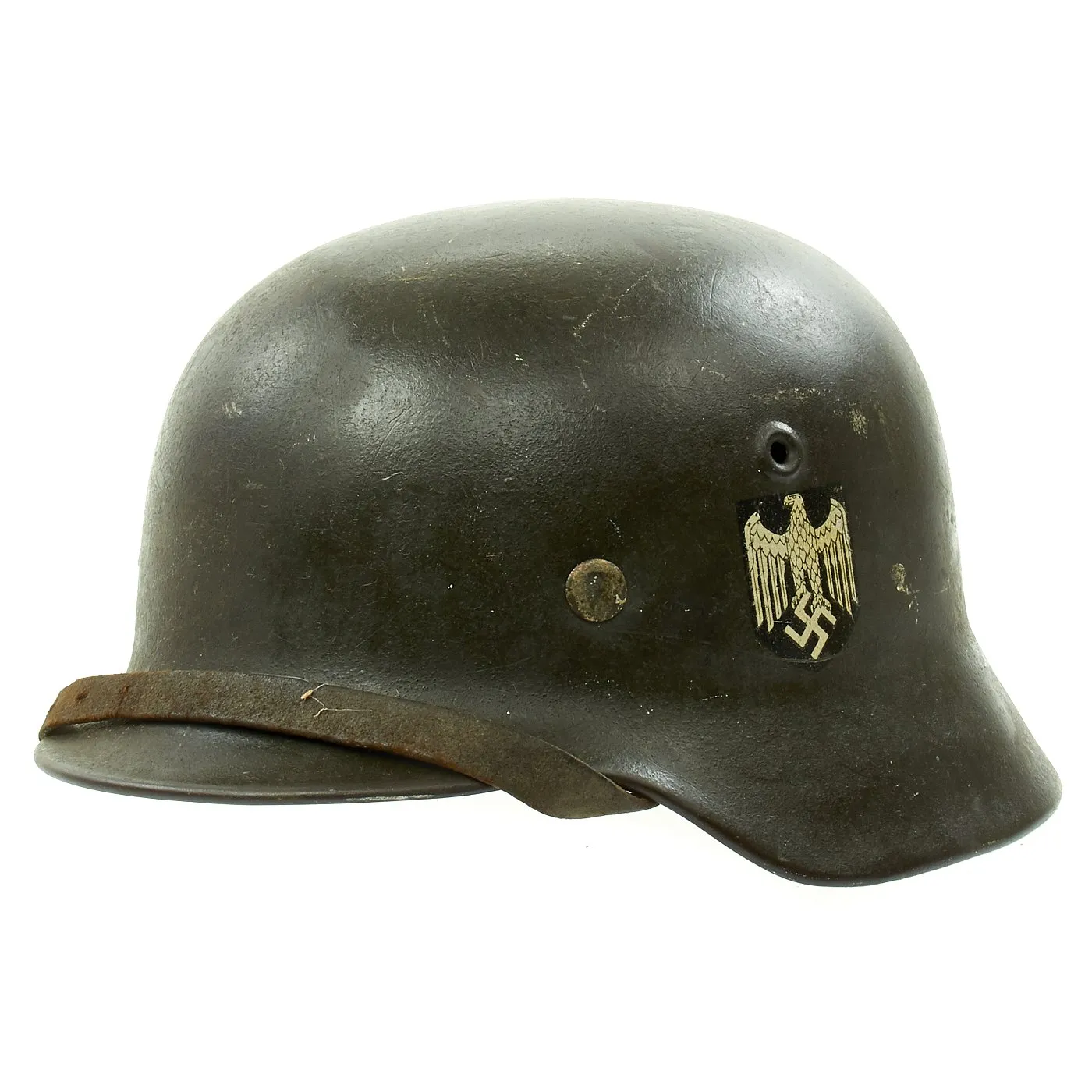 Original German WWII Army Heer M40 Single Decal Steel Helmet with Size 56 Liner - ET64