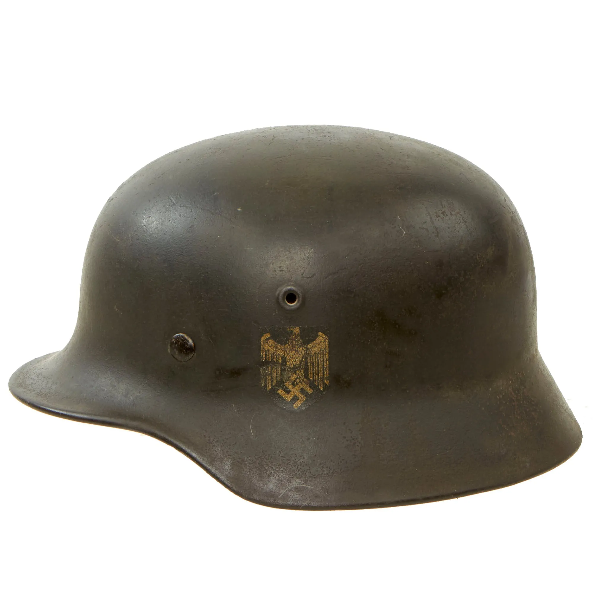 Original German WWII Army Heer M40 Single Decal Steel Helmet with Size 56cm Liner - Stamped Q66