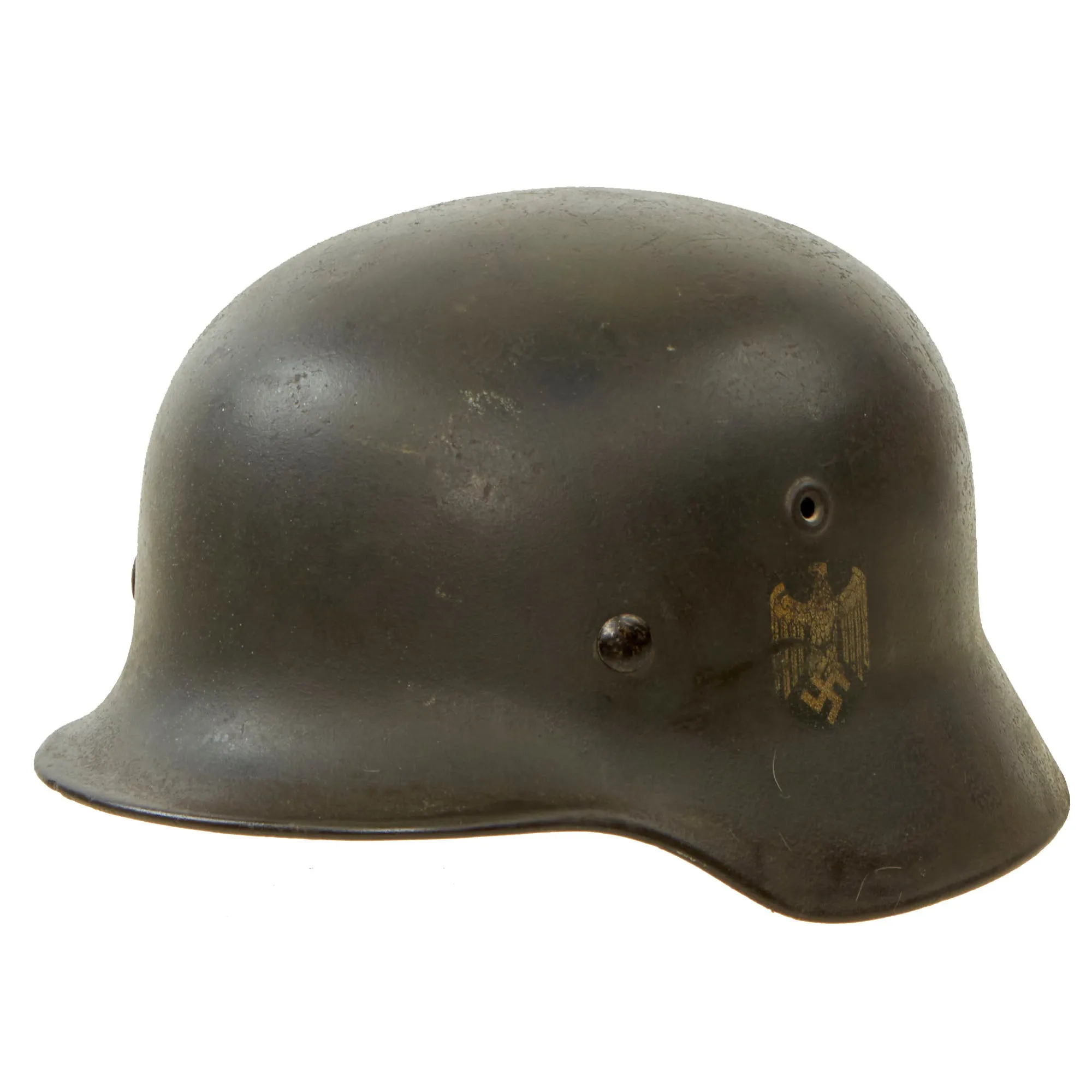 Original German WWII Army Heer M40 Single Decal Steel Helmet with Size 56cm Liner - Stamped Q66