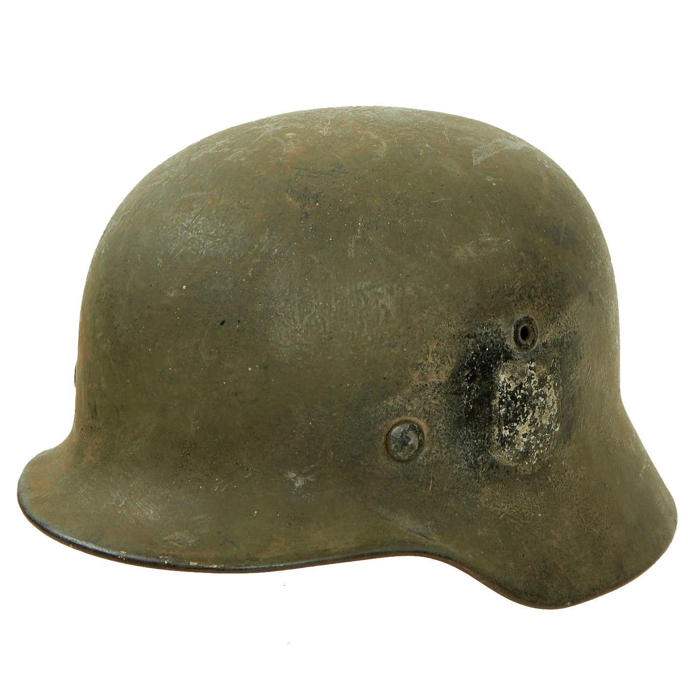 Original German WWII Army Heer M40 Steel Helmet with Possible Post War Constructed Splinter Camouflage Cover & 57cm Liner - EF64