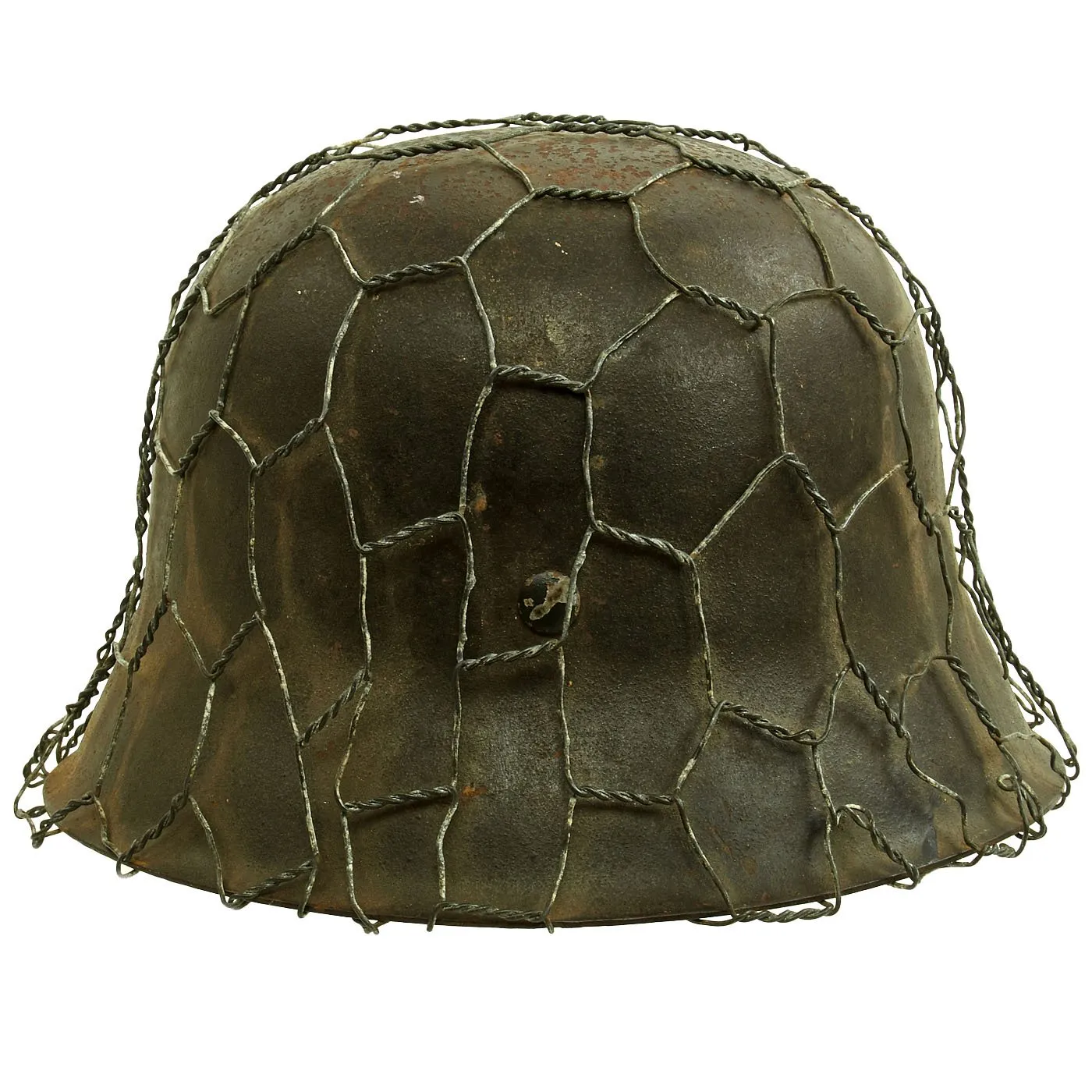 Original German WWII Army Heer M42 Chicken Wire Steel Helmet - marked hkp66