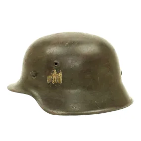 Original German WWII Army Heer M42 Single Decal Helmet - ET64