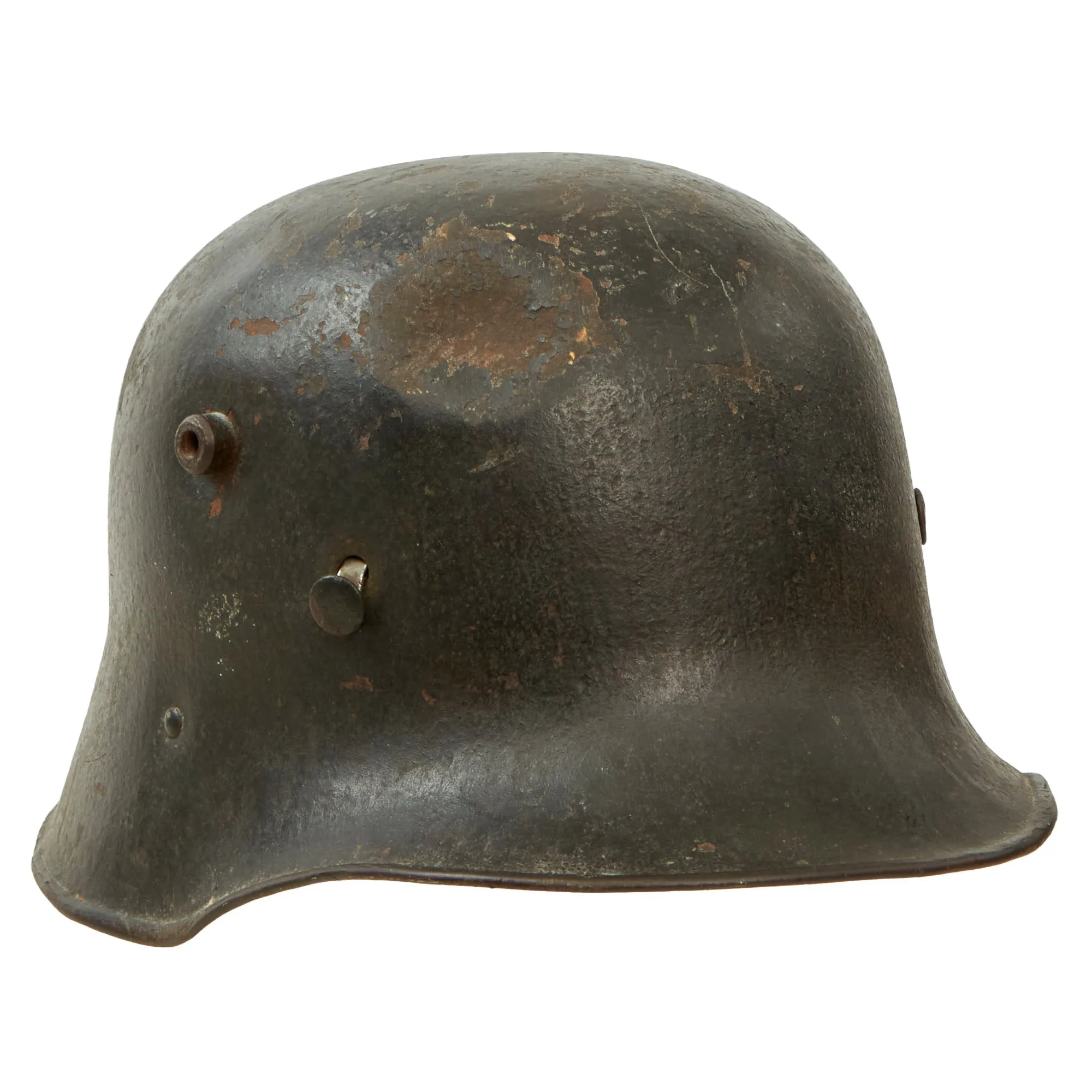 Original German WWII Austrian M17 Battle Damaged Transitional Heer Army Single Decal Helmet with 57cm Liner