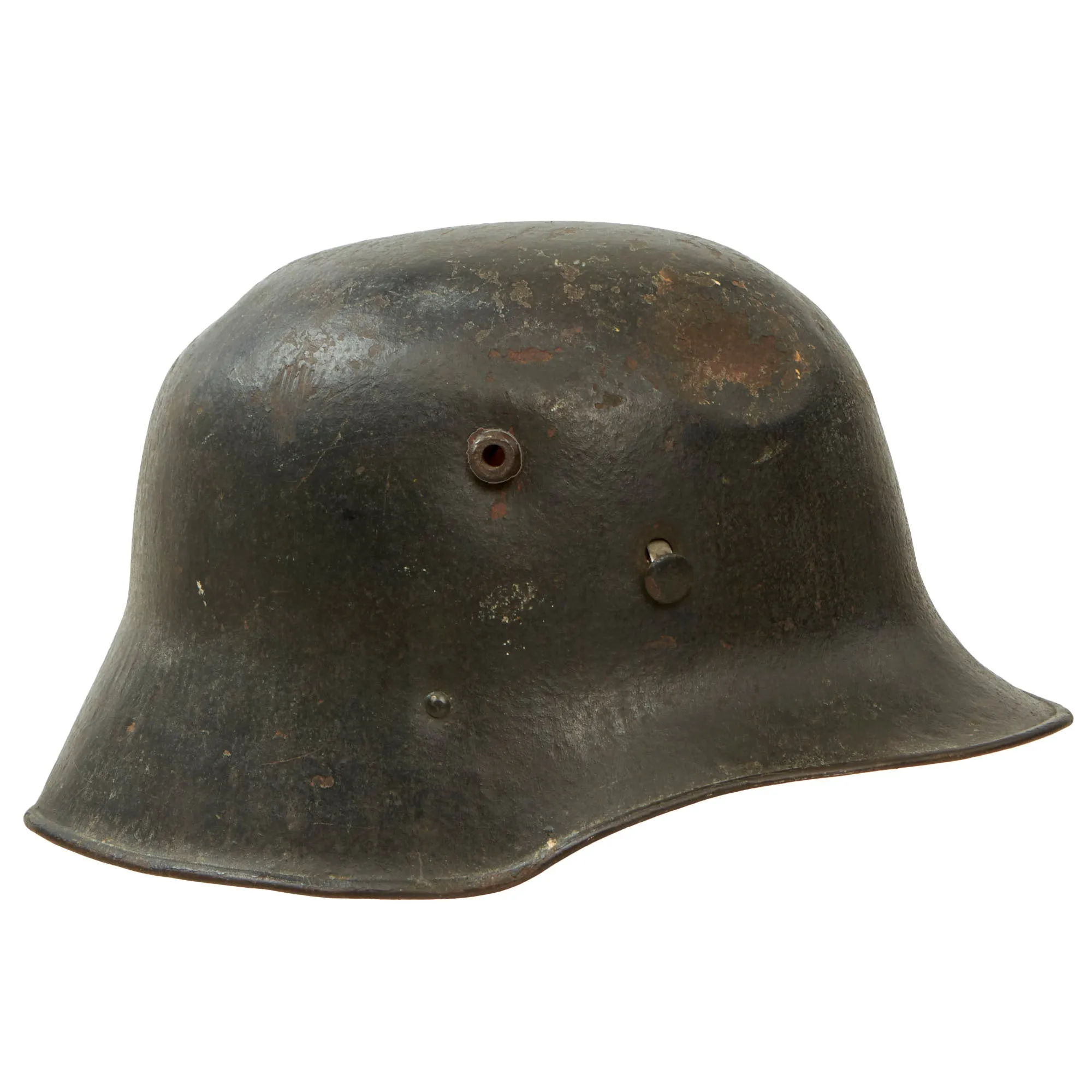 Original German WWII Austrian M17 Battle Damaged Transitional Heer Army Single Decal Helmet with 57cm Liner