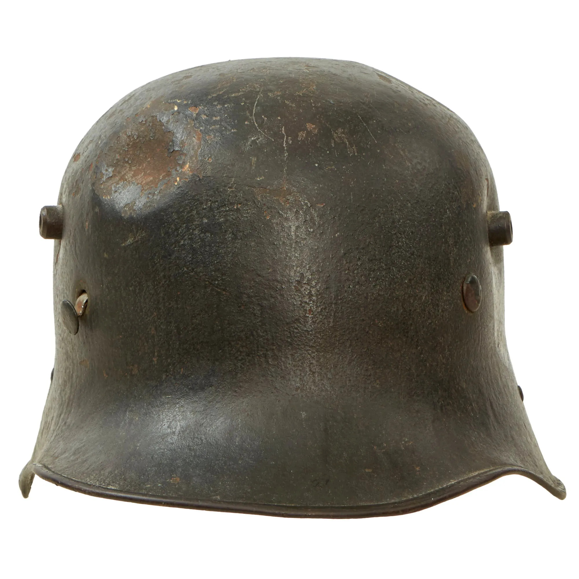 Original German WWII Austrian M17 Battle Damaged Transitional Heer Army Single Decal Helmet with 57cm Liner