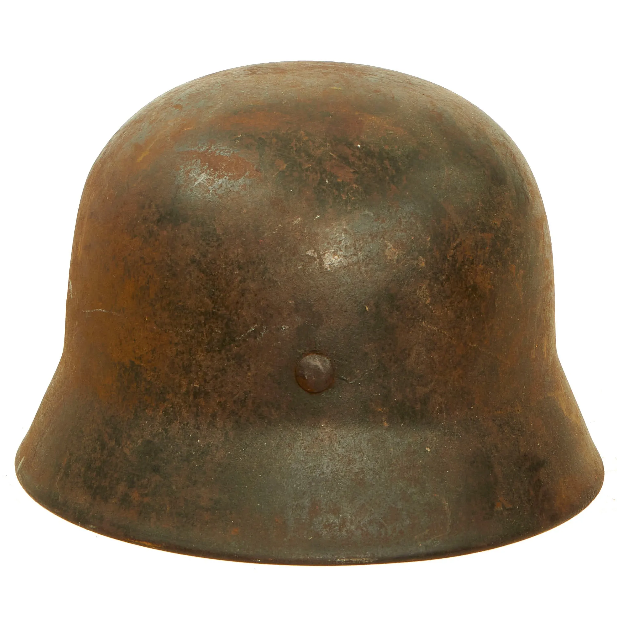 Original German WWII Battle Damaged M40 Single Decal Luftwaffe Helmet with Relic Liner & Chinstrap - ET64