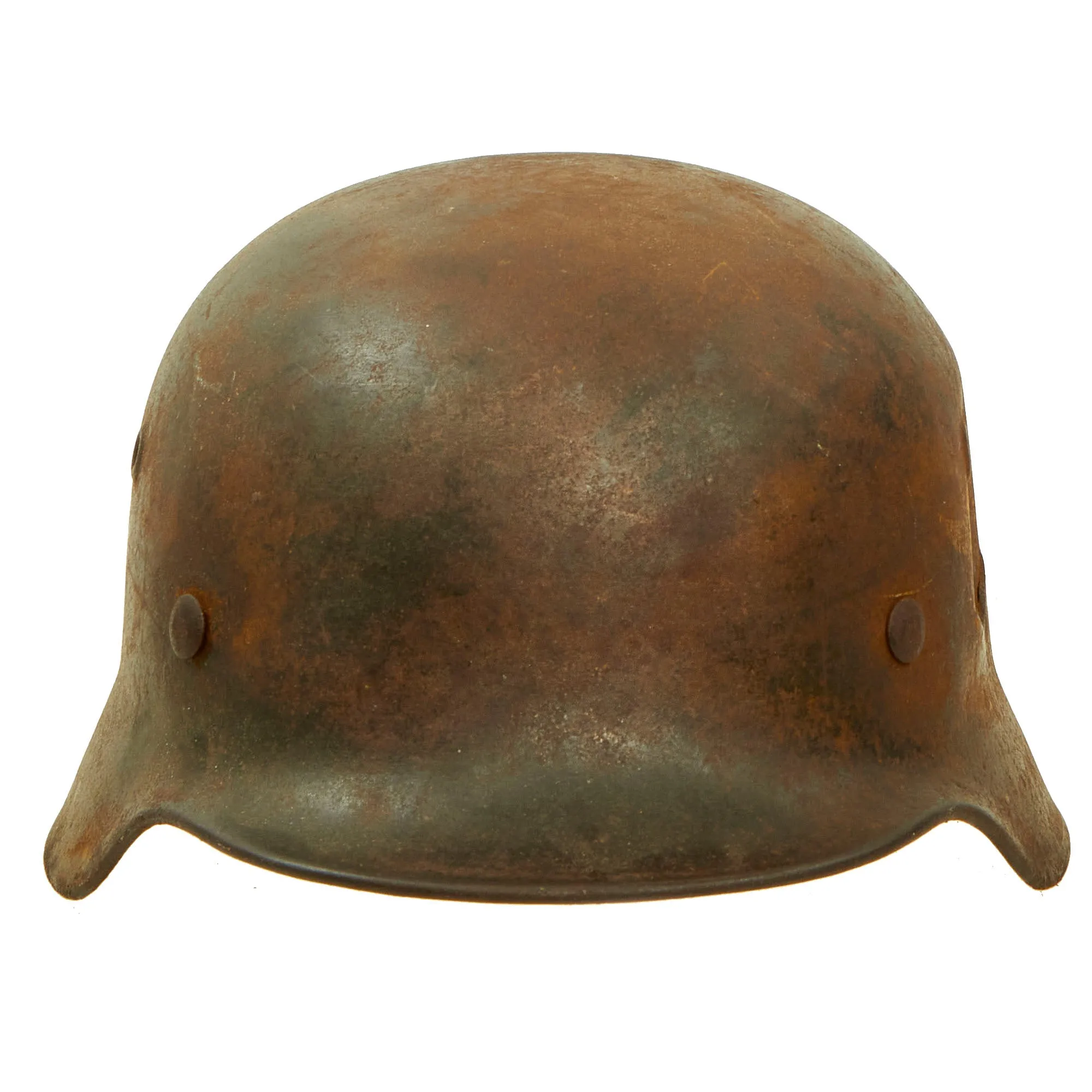 Original German WWII Battle Damaged M40 Single Decal Luftwaffe Helmet with Relic Liner & Chinstrap - ET64