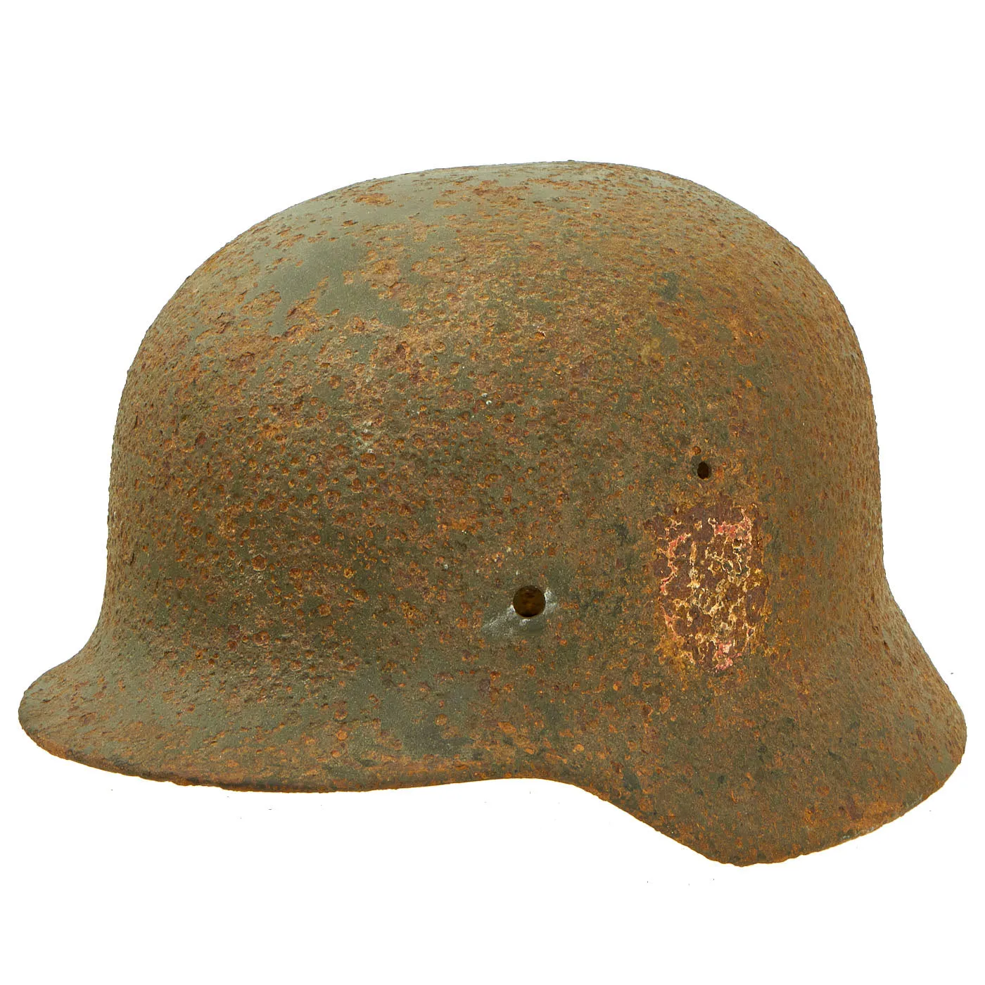 Original German WWII Battlefield Excavated M40 Double Decal SS Helmet Shell - size 64