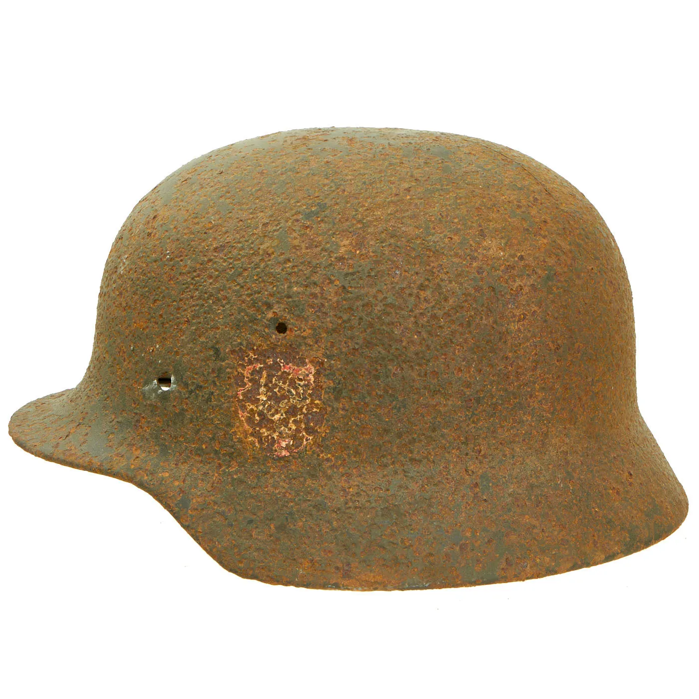 Original German WWII Battlefield Excavated M40 Double Decal SS Helmet Shell - size 64