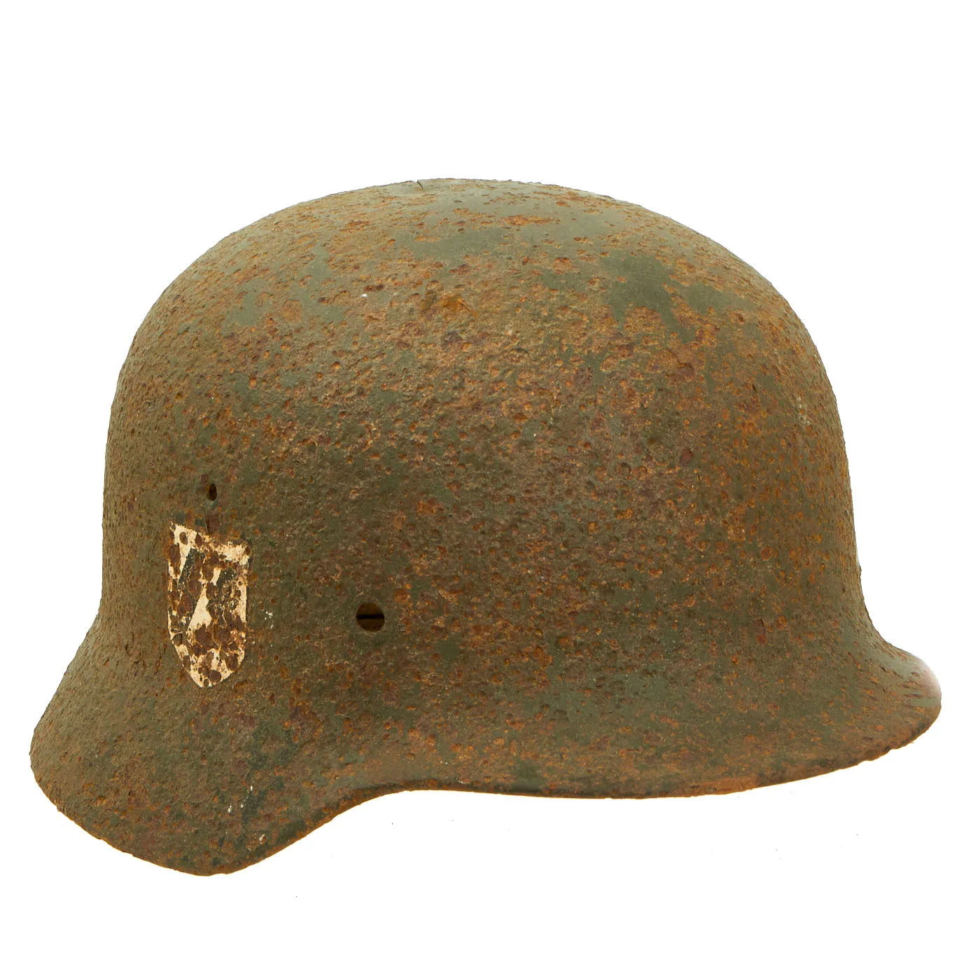 Original German WWII Battlefield Excavated M40 Double Decal SS Helmet Shell - size 64