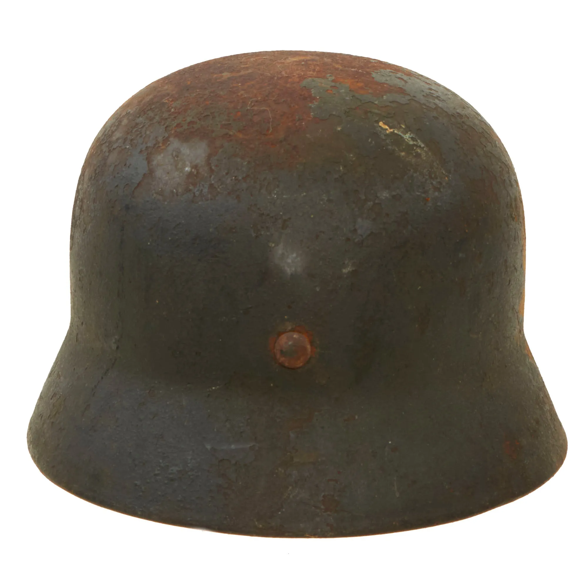 Original German WWII Battlefield Pickup M35 Single Decal Army Heer Helmet with Relic Liner & Chinstrap - Q66