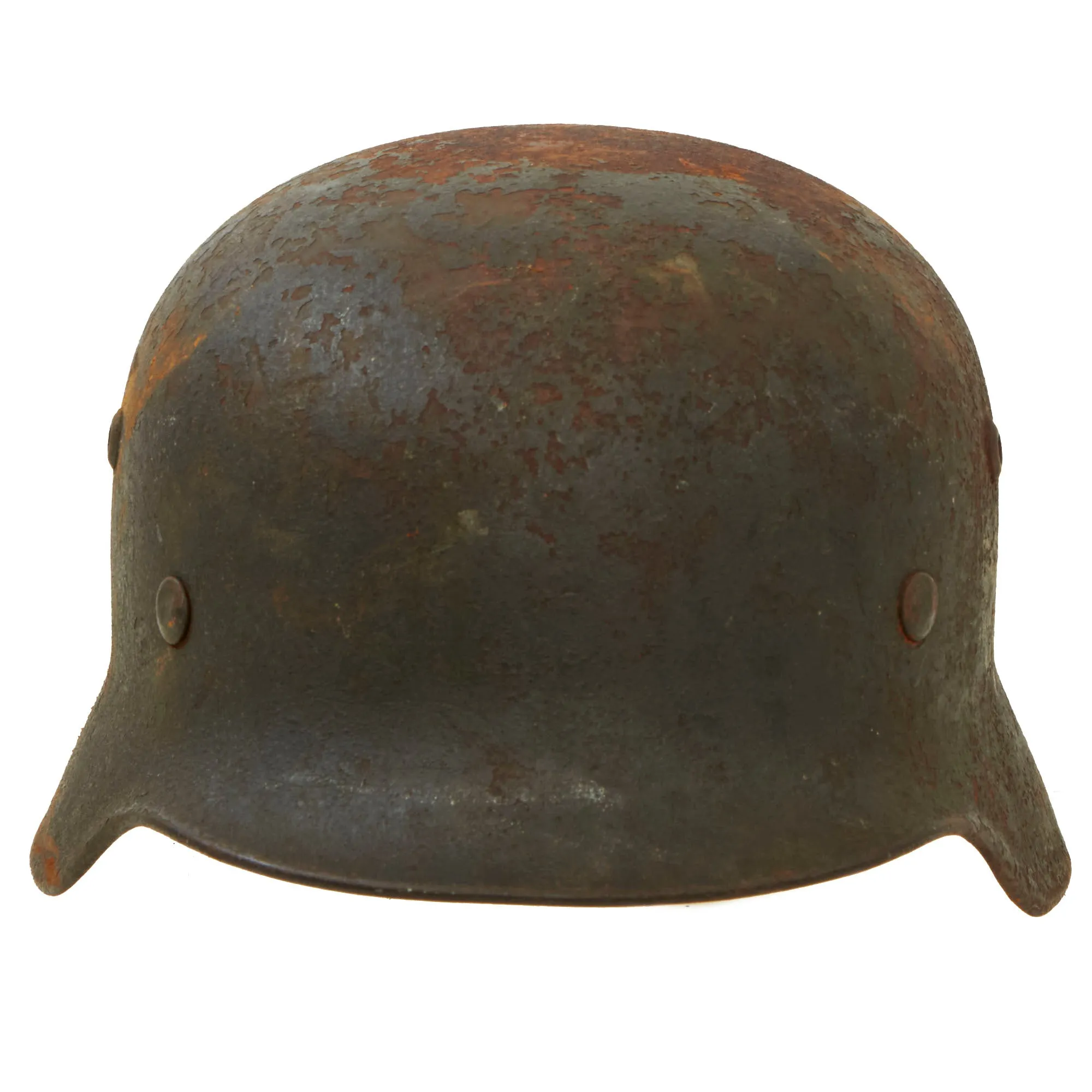 Original German WWII Battlefield Pickup M35 Single Decal Army Heer Helmet with Relic Liner & Chinstrap - Q66