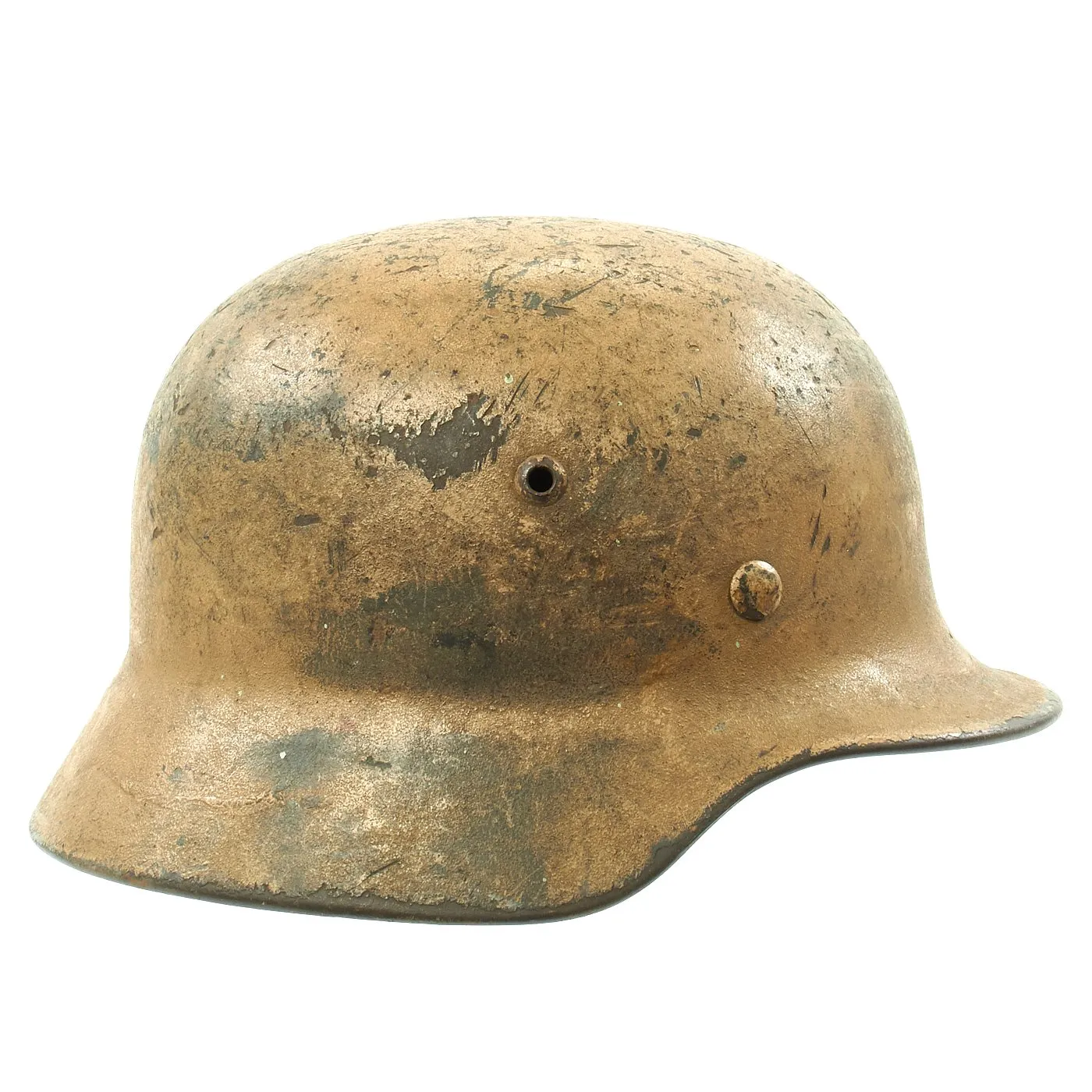 Original German WWII DAK Afrikakorps Camouflage Single Decal M35 Helmet - Stamped EF60