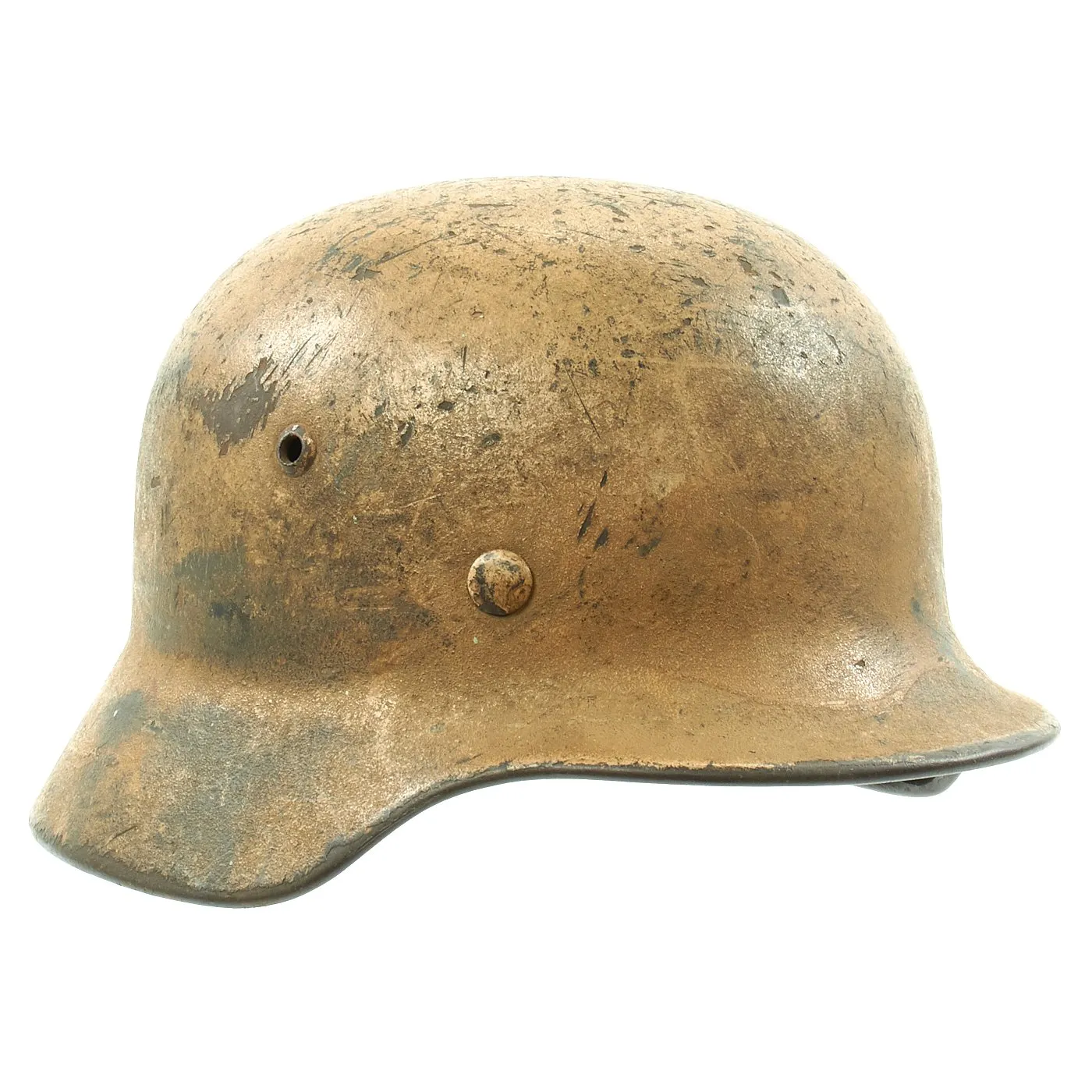 Original German WWII DAK Afrikakorps Camouflage Single Decal M35 Helmet - Stamped EF60