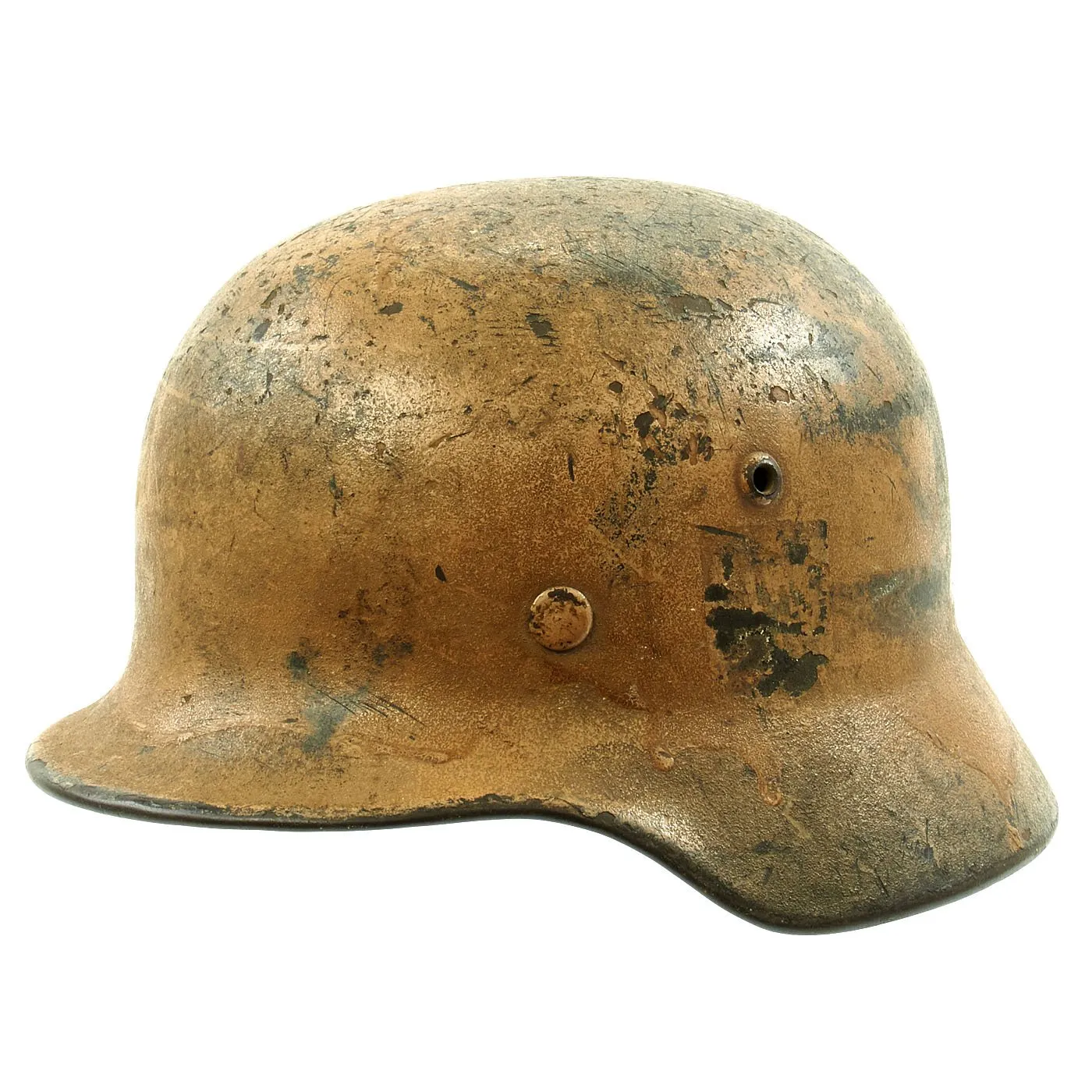 Original German WWII DAK Afrikakorps Camouflage Single Decal M35 Helmet - Stamped EF60