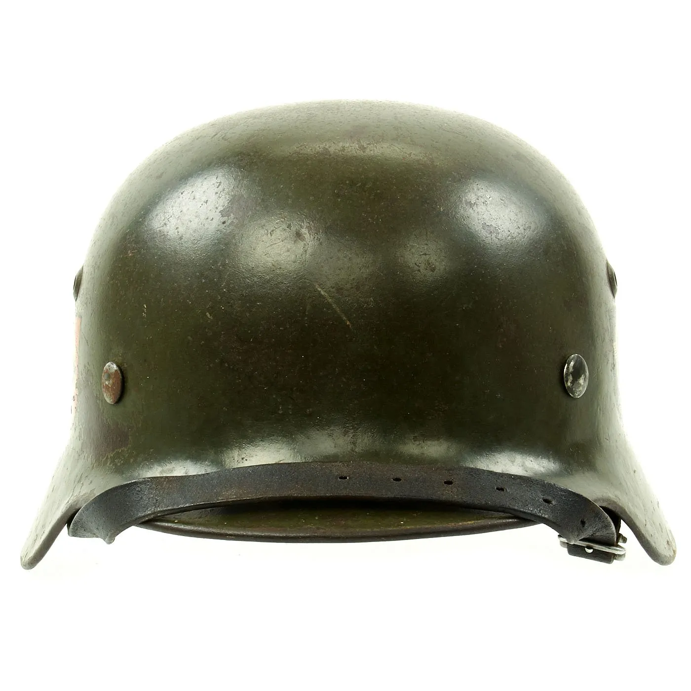 Original German WWII Double Decal NSDAP Civic Police M35 Steel Combat Helmet - marked ET64