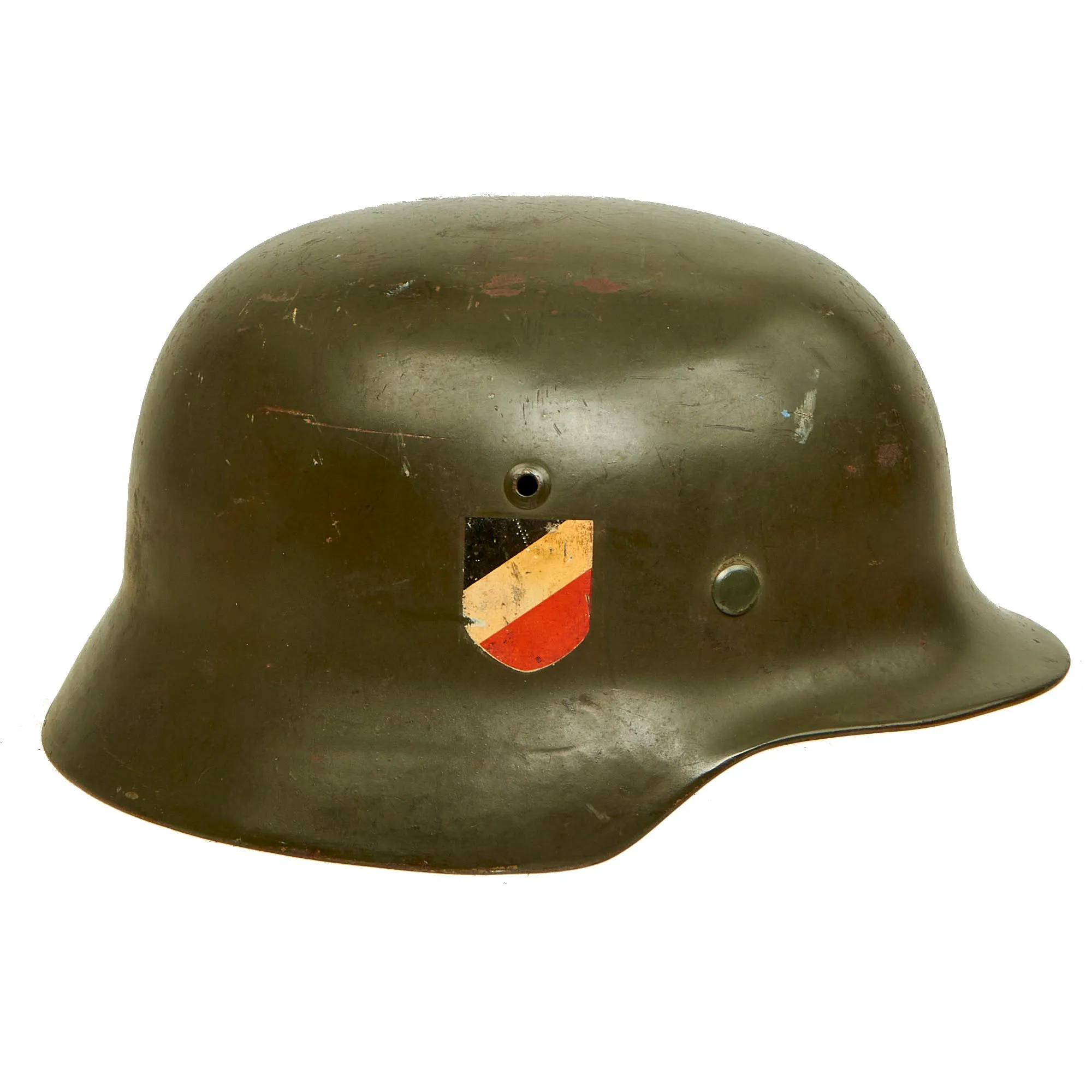 Original German WWII Extra Large Army Heer M35 Double Decal Helmet with 1937 Dated 60cm Liner - NS68