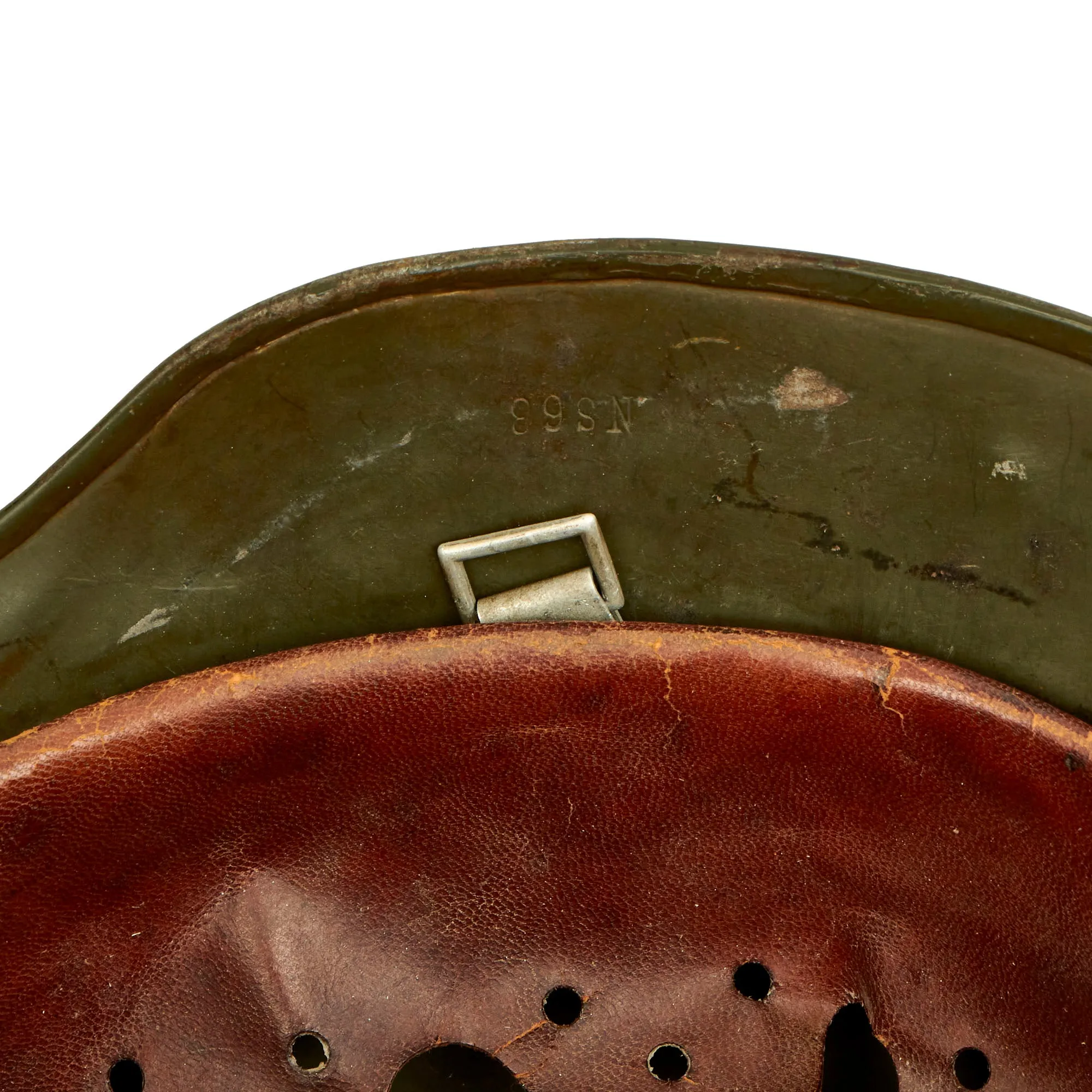 Original German WWII Extra Large Army Heer M35 Double Decal Helmet with 1937 Dated 60cm Liner - NS68