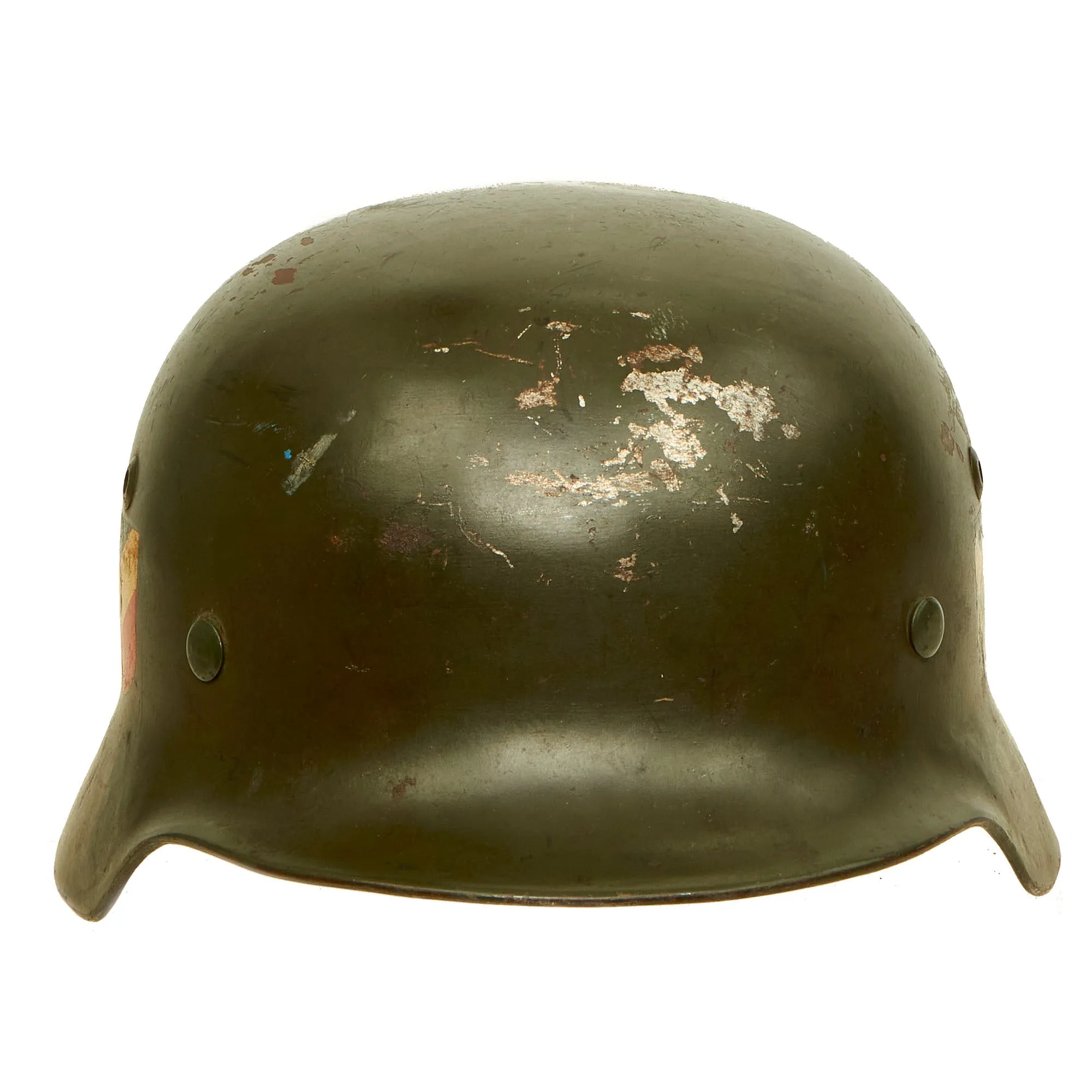 Original German WWII Extra Large Army Heer M35 Double Decal Helmet with 1937 Dated 60cm Liner - NS68