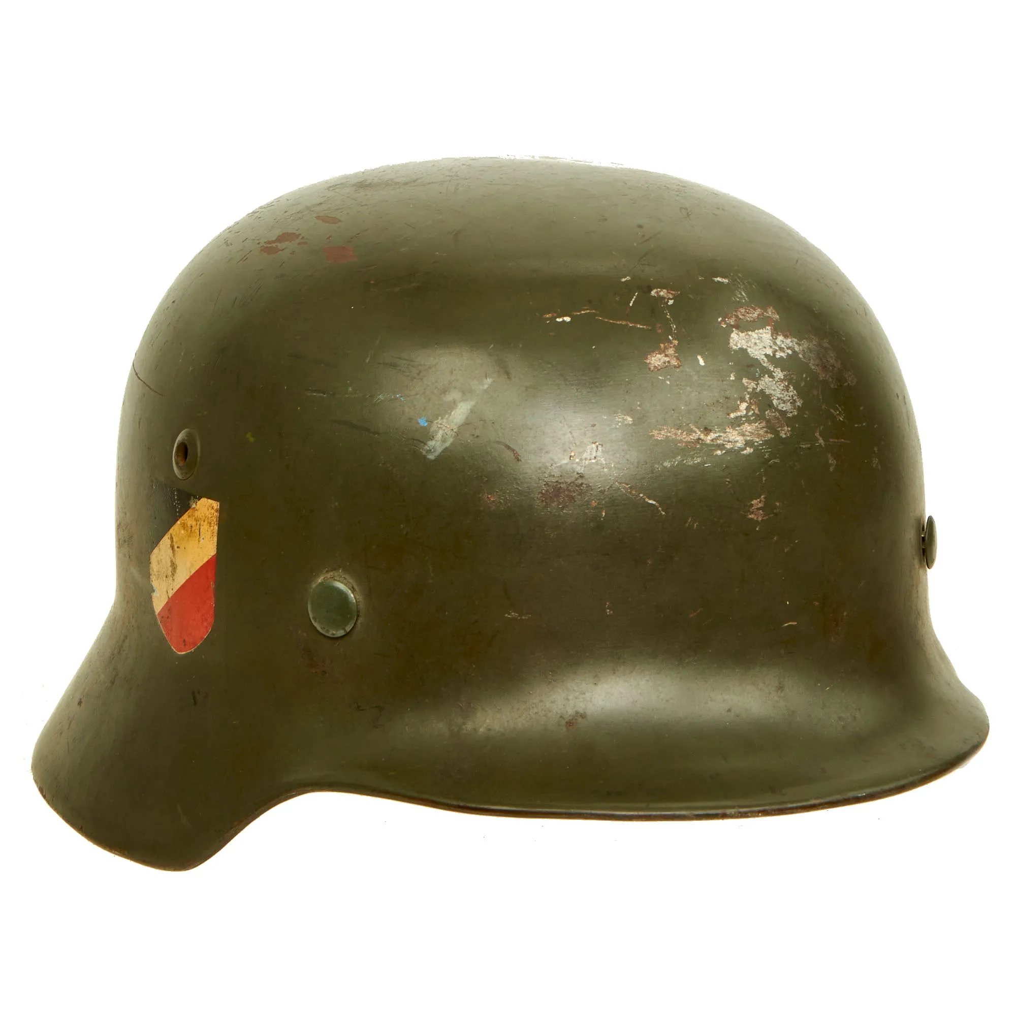 Original German WWII Extra Large Army Heer M35 Double Decal Helmet with 1937 Dated 60cm Liner - NS68