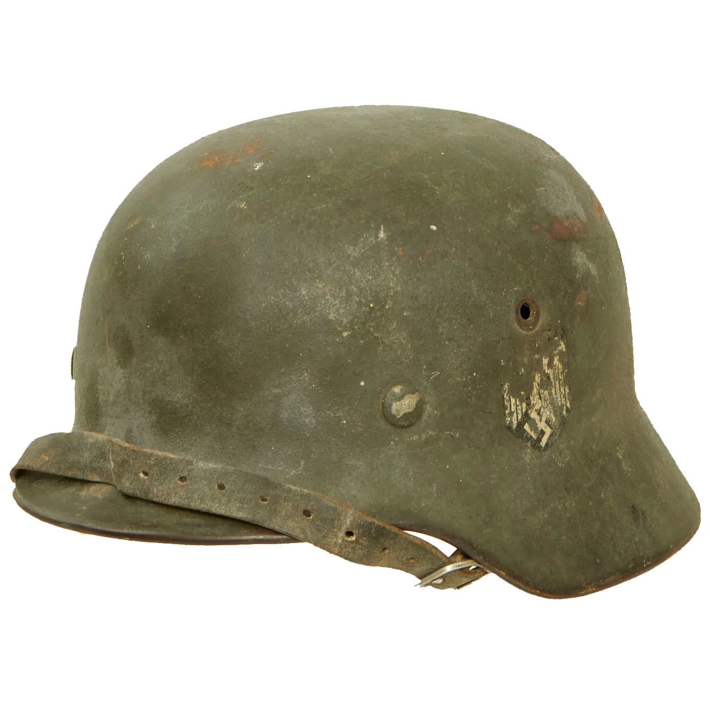 Original German WWII "Attic Find" M40 Single Decal Army Heer Helmet with 56cm Liner & Chinstrap - ET64