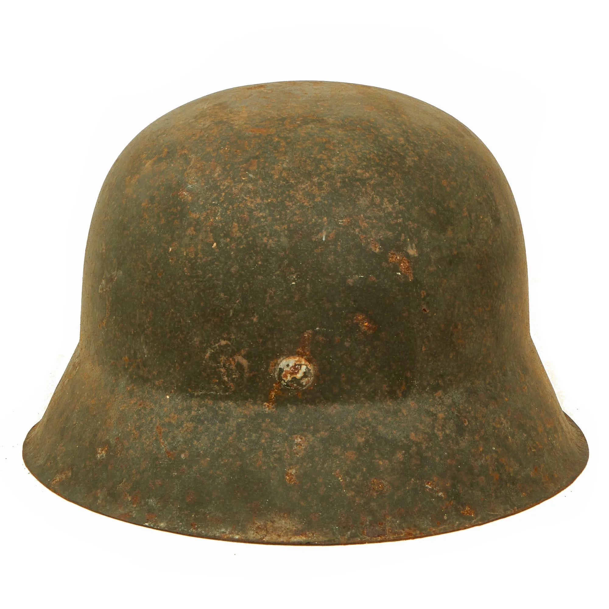 Original German WWII "Battlefield Pickup" Double Decal NSDAP Civic Police M42 Steel Combat Helmet - size 66 Shell